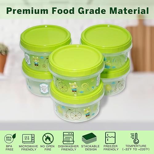 Miniatura 5 de Caylielam Recipiente de almacenamiento de alimentos de 8 onzas con tapas, paquete de 6 recipientes apilables para aperitivos para niños, bento, de