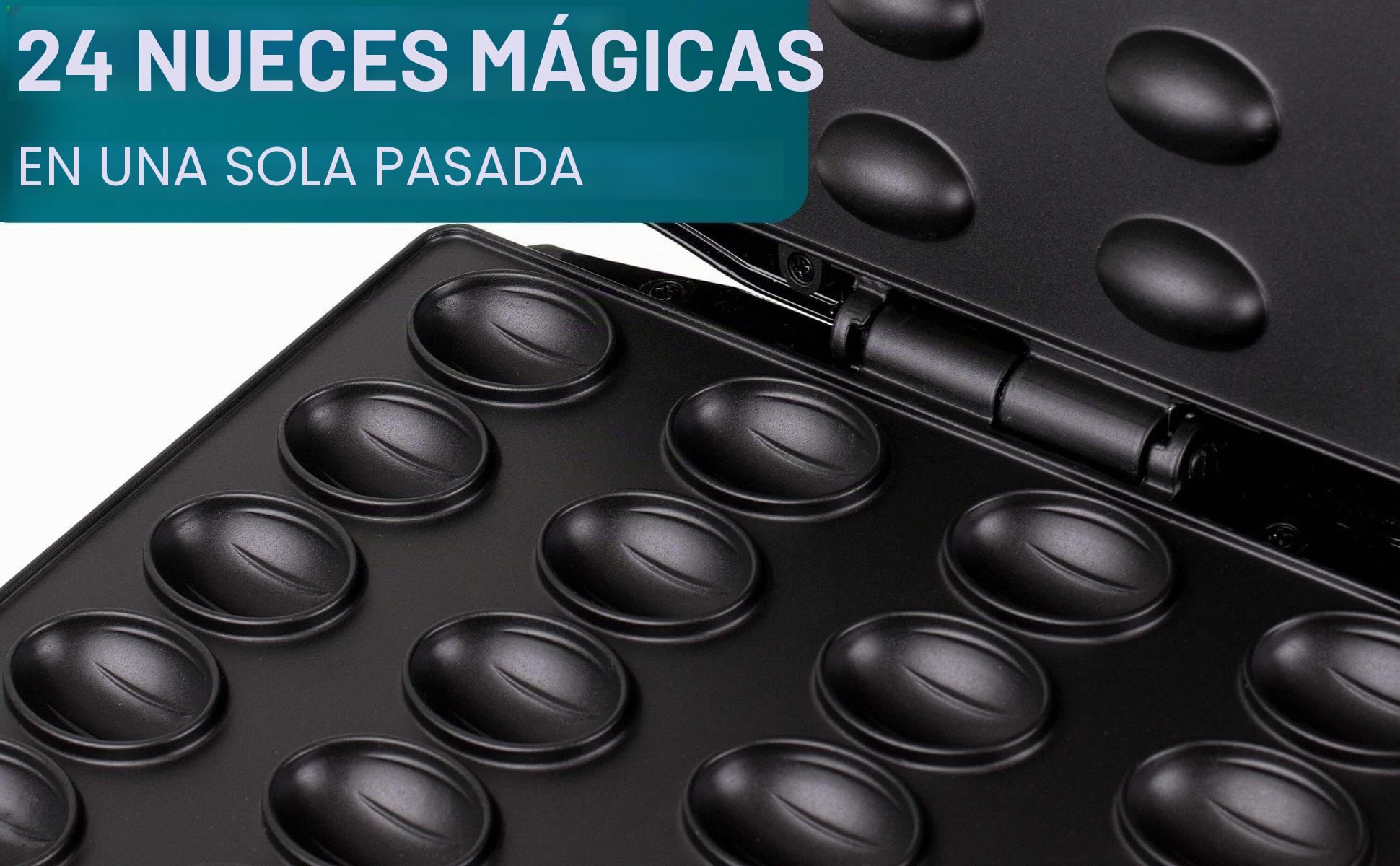 Oreschki - Molde para gofres con forma de nuez, asas Cool Touch, 1400 W, revestimiento antiadherente, gofres, nueces mágicas, Oreschki (blanco crema)