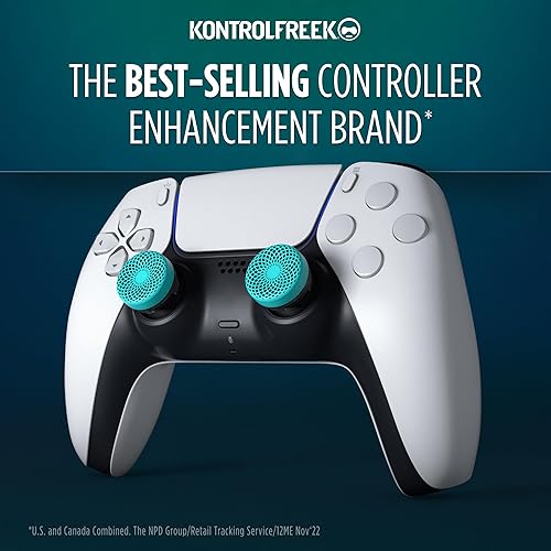 Miniatura 2 de KontrolFreek Lotus para PlayStation 5 (PS5) y PlayStation 4 (PS4) Thumbsticks de rendimiento 2 cóncavos de altura media Verde azuladotransparente