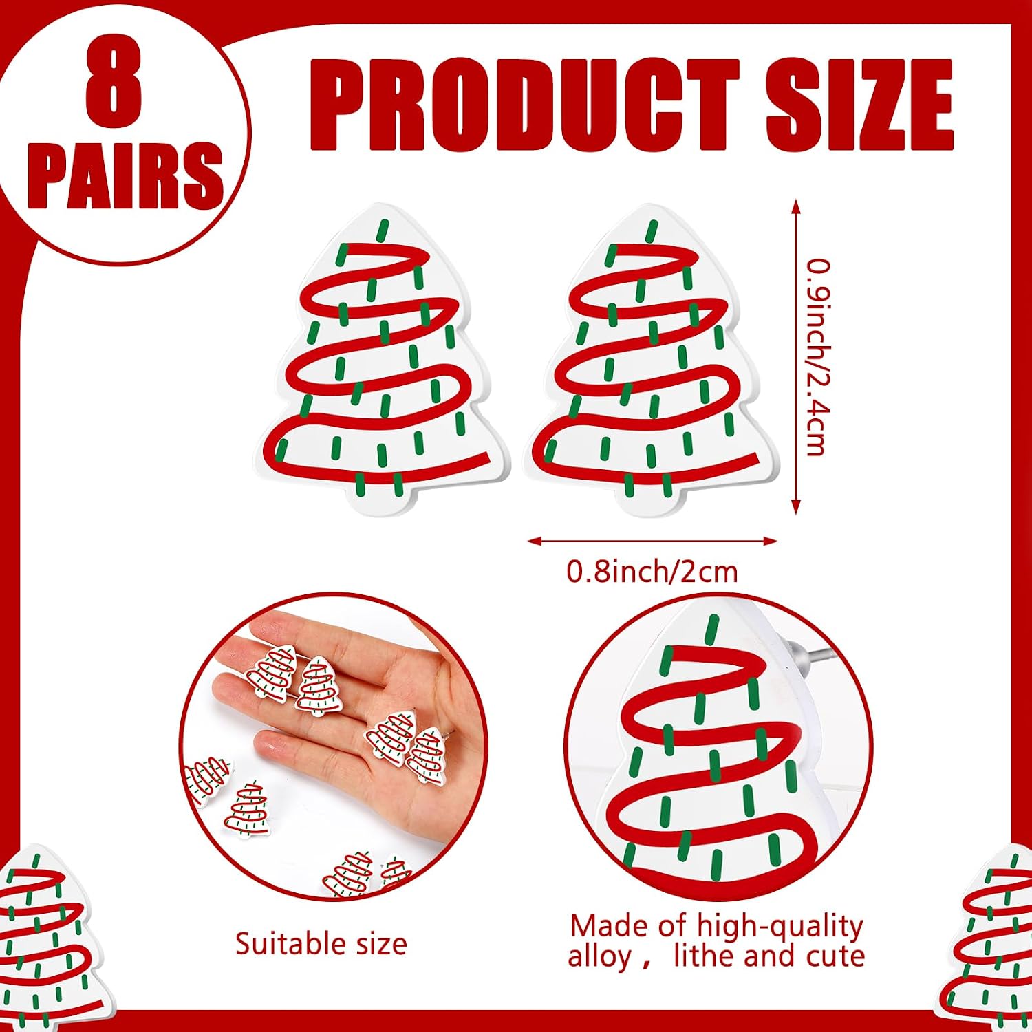 Remuuly 8 Pairs Christmas Trees Cake Earrings Dangle image 3