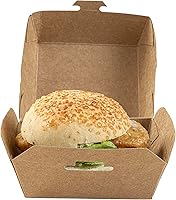 Vista 10 de Restaurantware Mini cajas de hamburguesas de 2.8 x 2.8 x 2 pulgadas, 100 recipientes de comida con tapa con bisagras, cajas desechables de papel