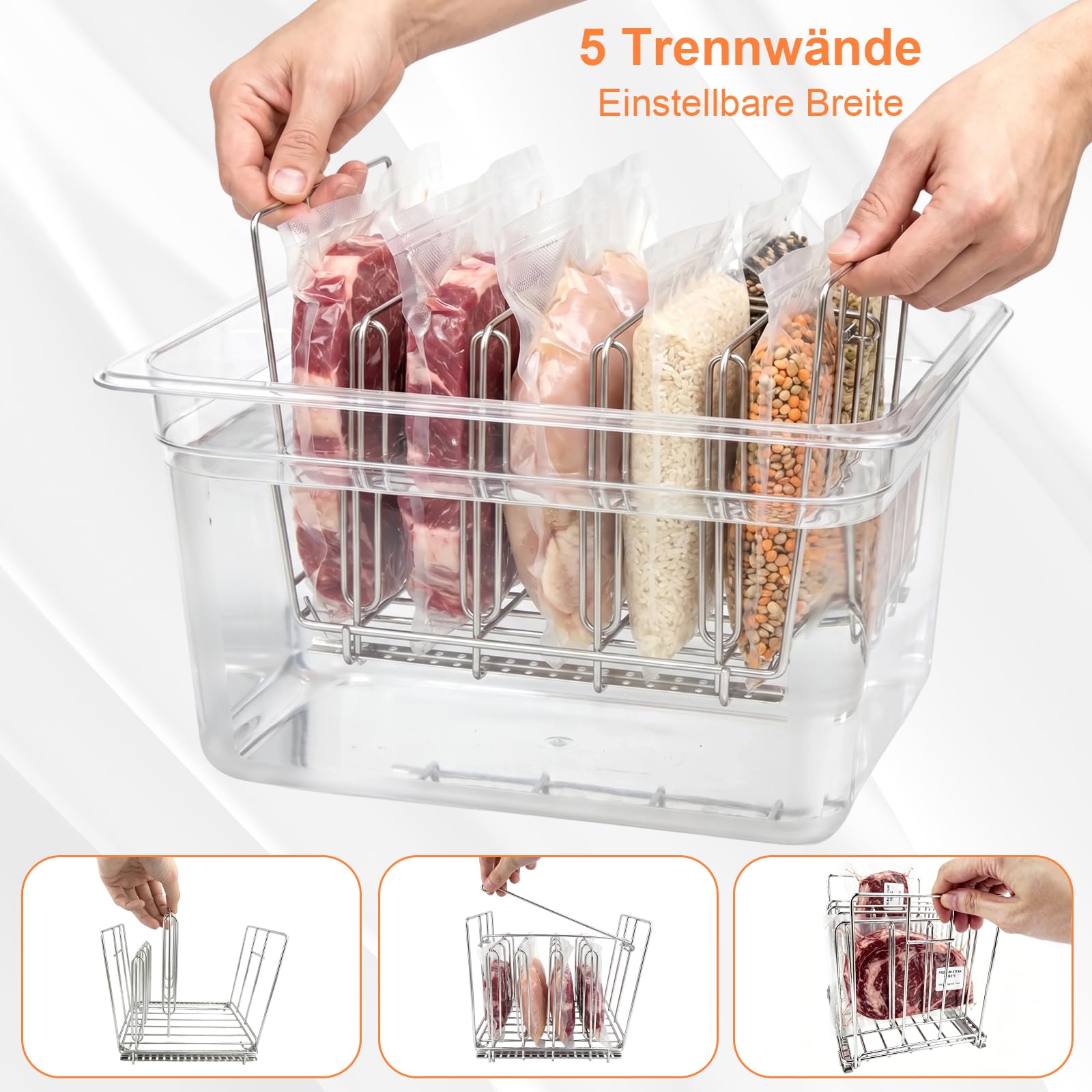 Sous Vide Behälter 12L, Sous Vide Container Deckel, Thermohülle und Rack für Meisten Sous Vide Garer, Multifunktionaler Transparenter Behälter (Frei von BPA) Geeignet für Fisch Fleisch und Gemüse