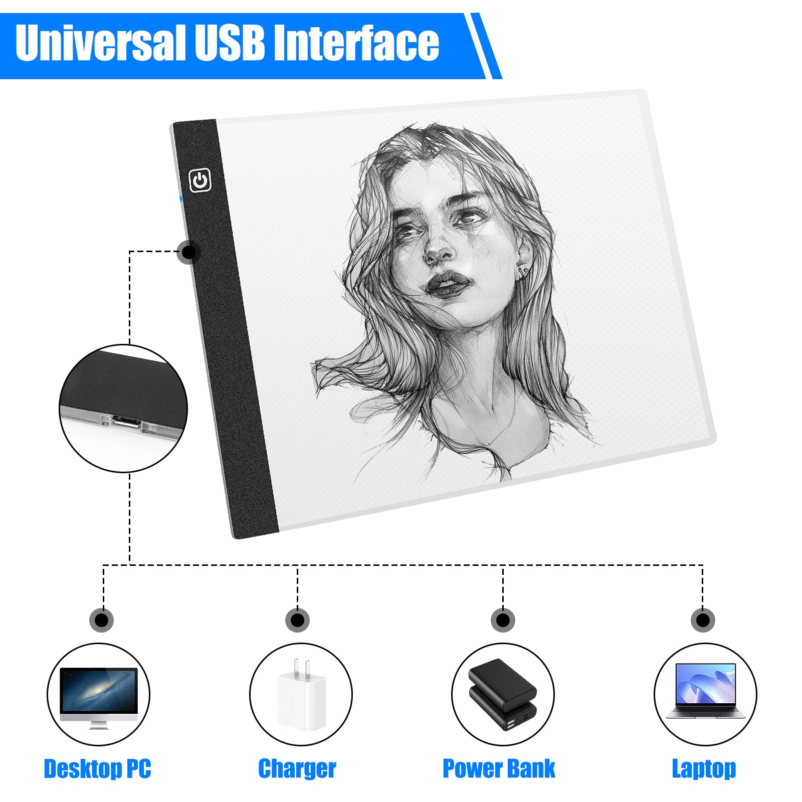 VFANDV Mesa de Luz A4 Con Brillo Ajustable - Tableta LED para Dibujo y Diseño - Light Board Con Cable USB para Bocetos y Pintura de Diamante 5D
