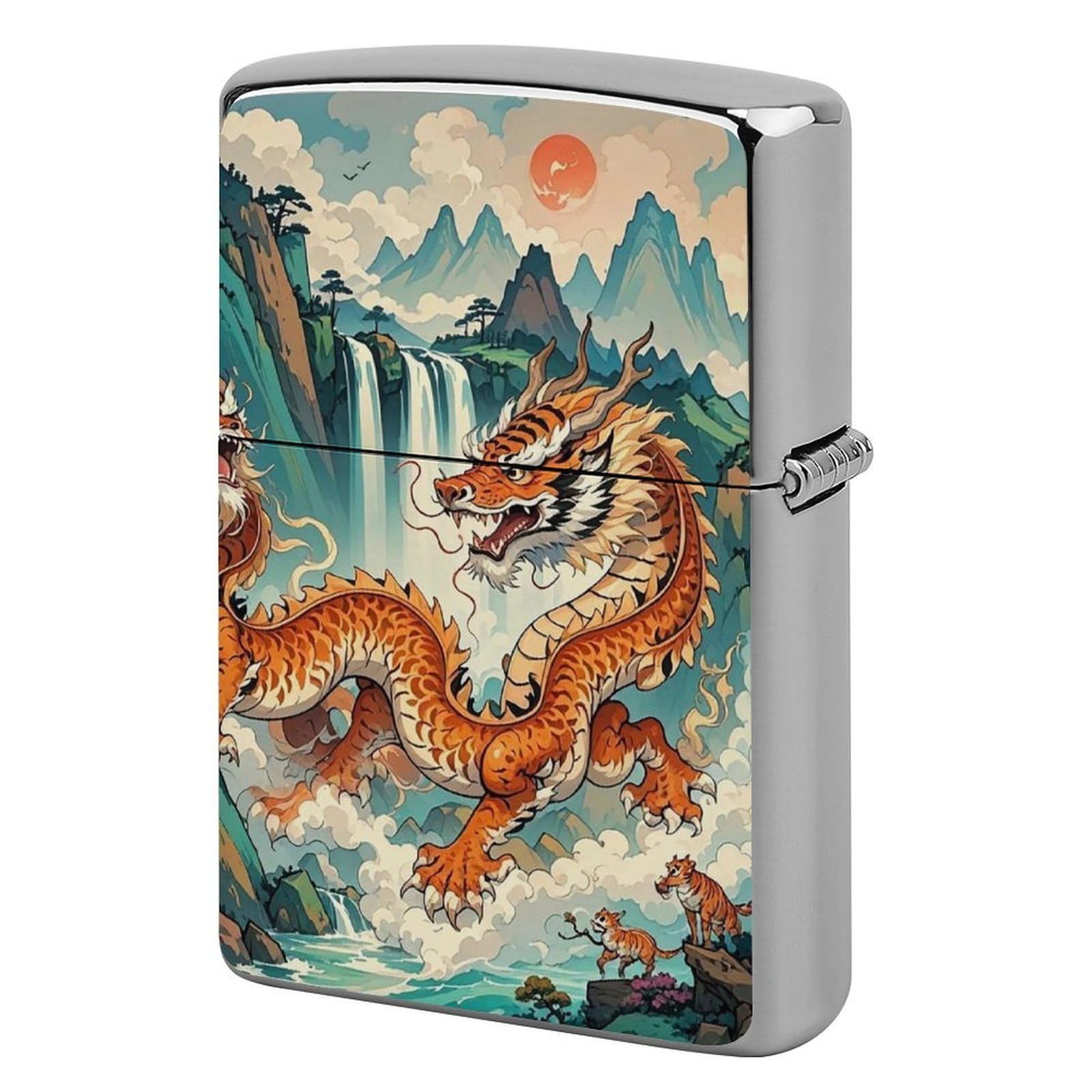 Longhu Mountain Waterfall, China Lighter Case for Men, Personalized Lighter Cover for Valentine's Day Gifts, Flip-Top Lighters Shell for Outdoor, Portable Lighters Protective Sleeve