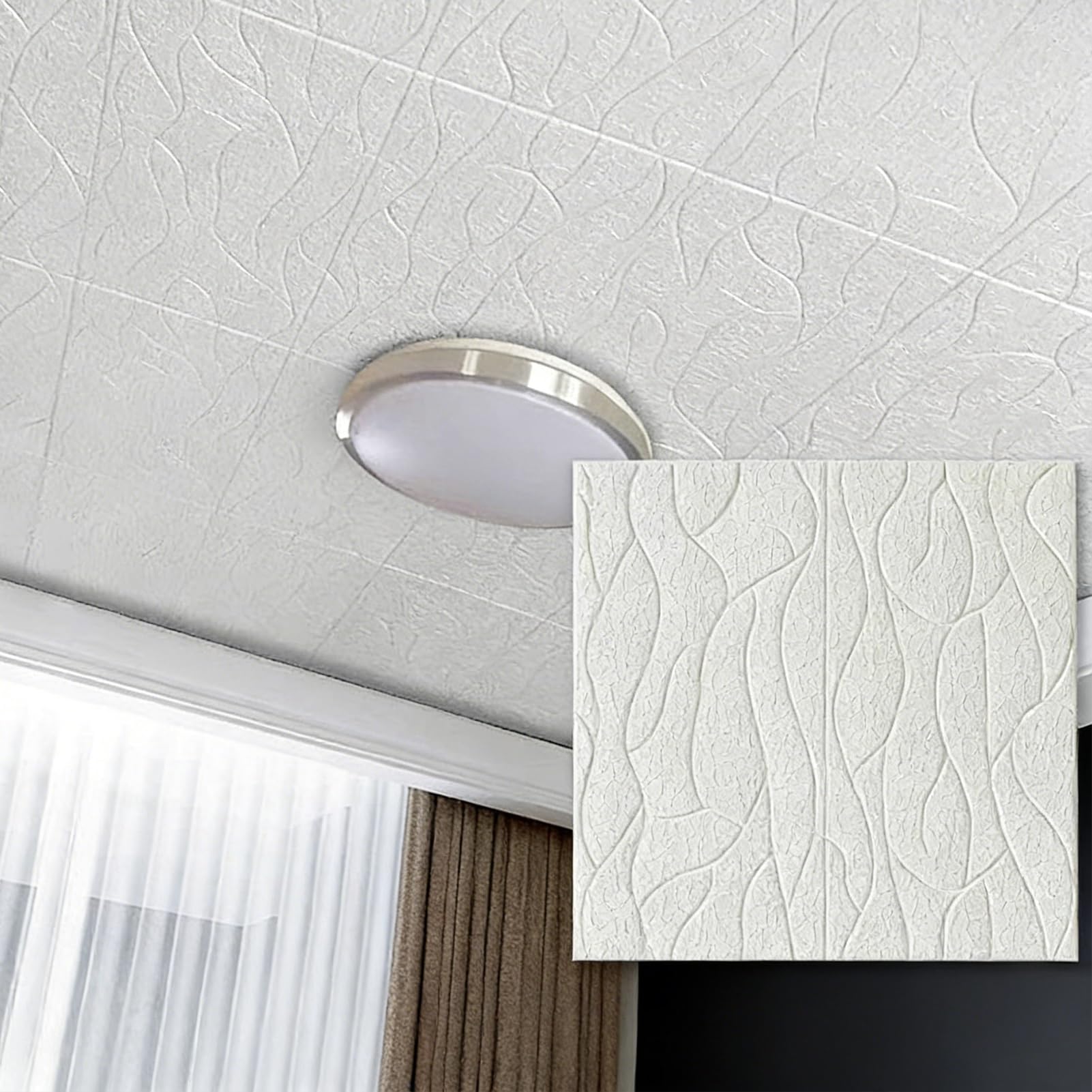 Paneles Decorativos Baldosas de Techo 3D Autoadhesivas, Papel Tapiz Decorativo de Espuma para Techos con Diseño Floral, Paneles Pared Autoadhesivos Salpicaderos.(Style F,25 pcs (Cover 12.25 m²))