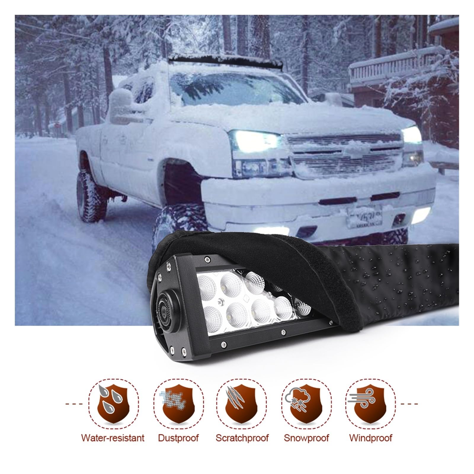22 "32" 42 "52" Cubierta de Nailon de Ajuste Universal for Coche Barra de luz LED Curvada Recta Bolsa Protectora Premium for Engranajes(1pc 42 Inch Cover)