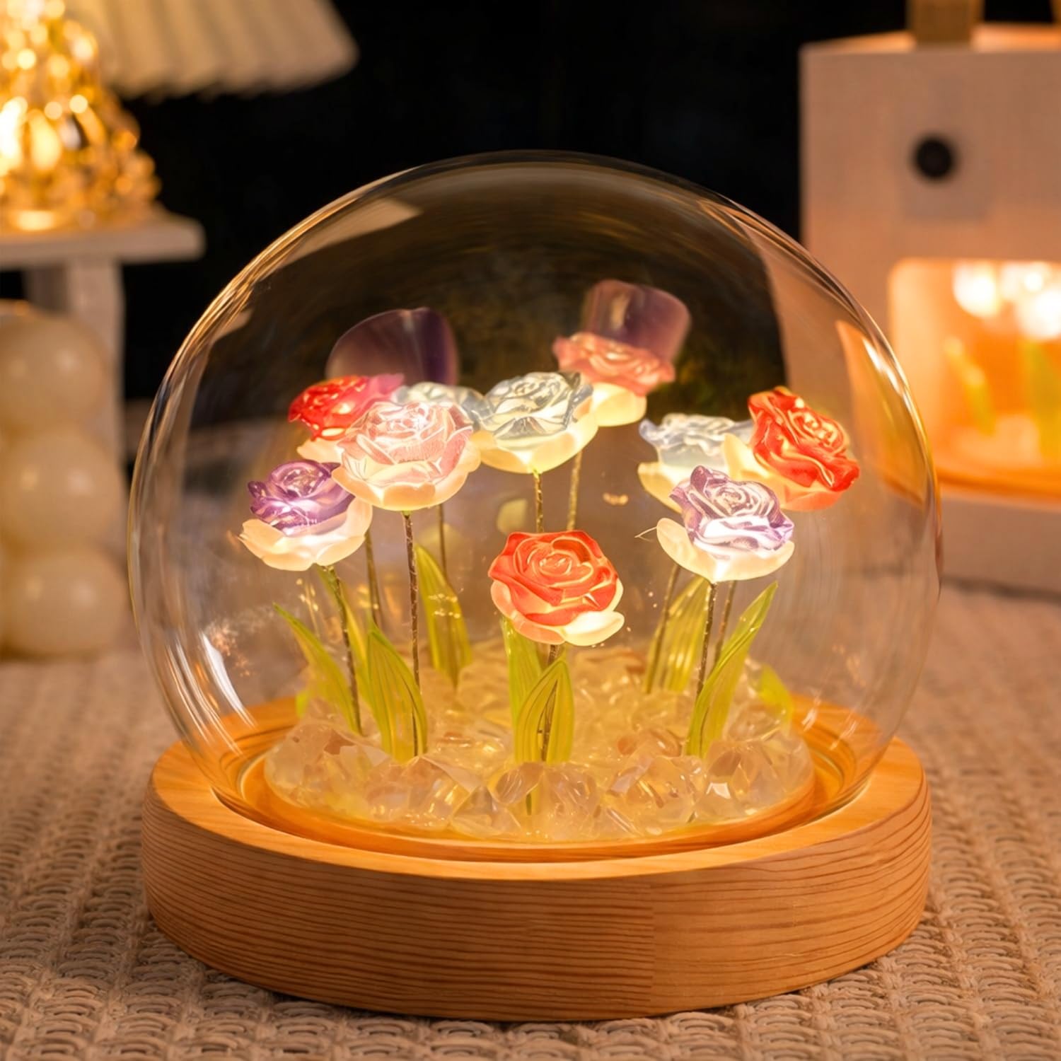 One94Store Wooden-Base Rose LED Night Lamp at ₹279 – Amazon