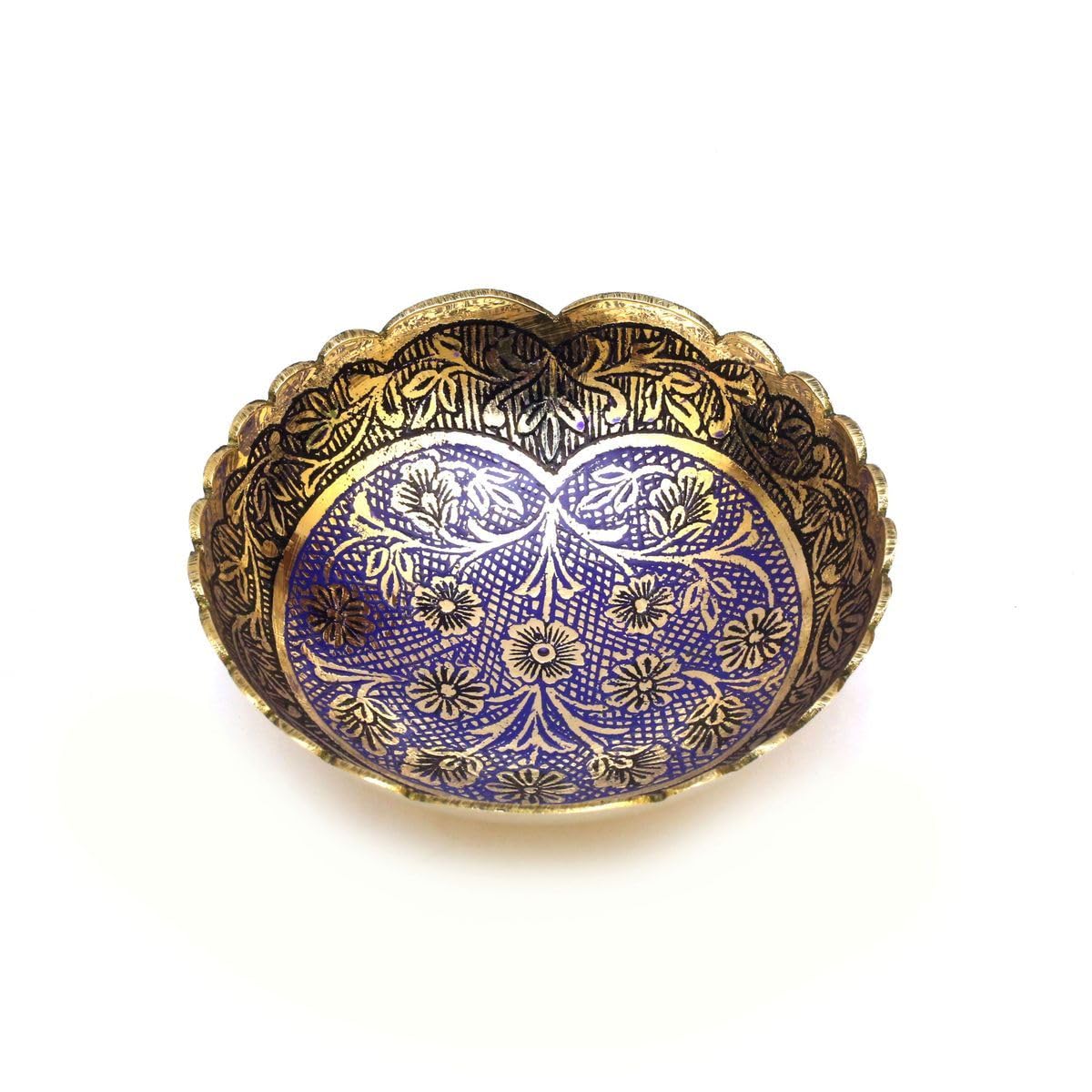 Tarang Arts Brass Bowl with Enamel Painting Handcrafted Decorative Serving Bowl | for Dry Fruits, Snacks & Home Décor | Anti-Tarnish Finish, Handmade Gift Bowl | 2 * 4 * 4 Inches