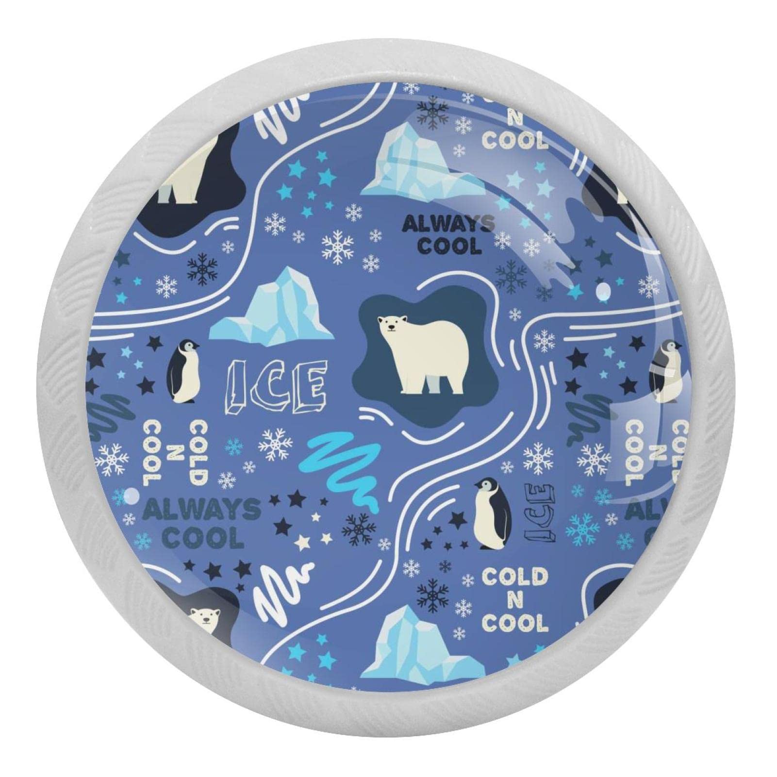 Poignées fluorescentes pour placard de cuisine boutons ronds animaux polaires