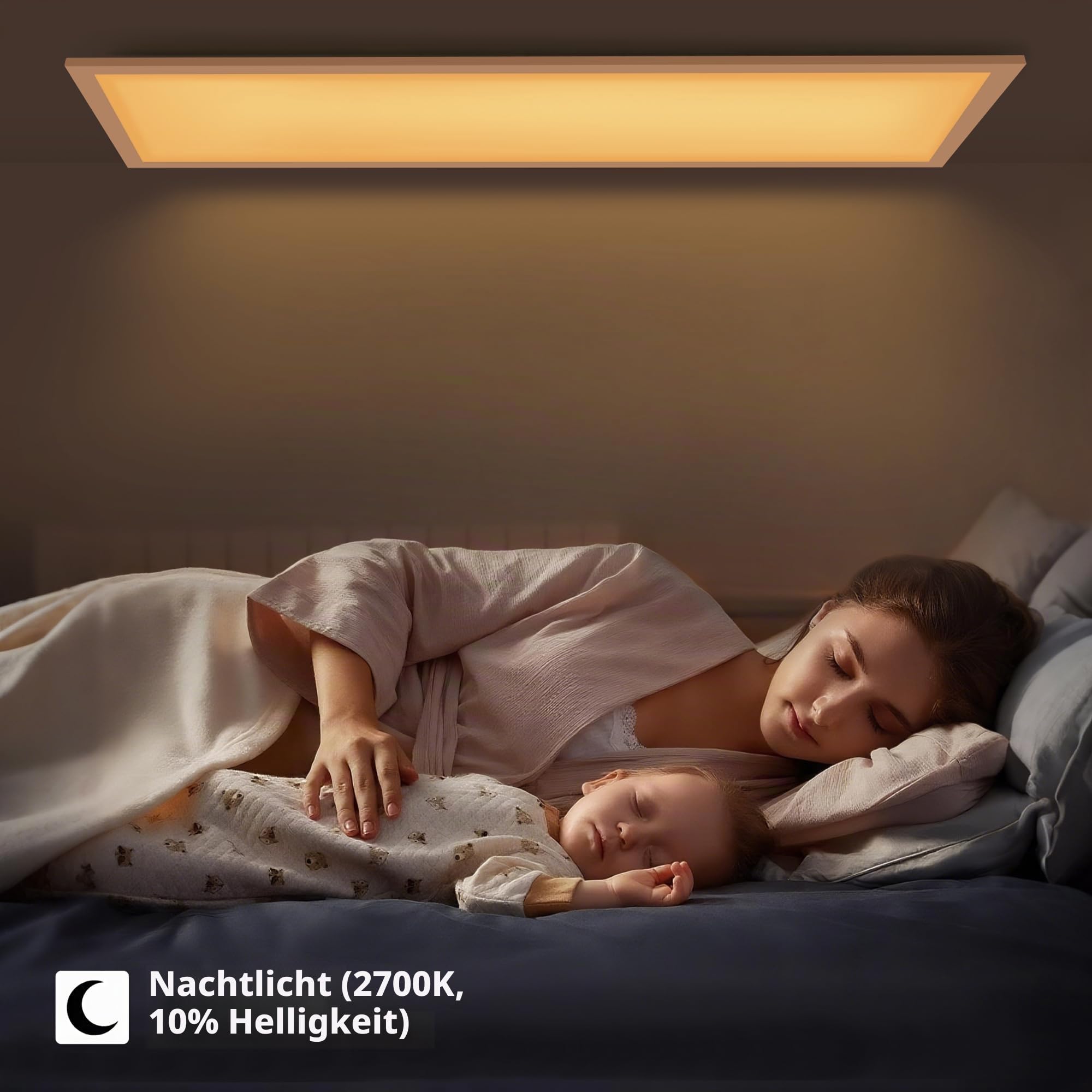YindaLux 2er LED Panel 120x30cm mit RGB-Backlight 40W 4000lm Dimmbar Weiß | 2700–6500K einstellbar, Fernbedienung, Nachtlicht, Speicherfunktion, flache Bauform, für Küche, Büro, Wohnzimmer