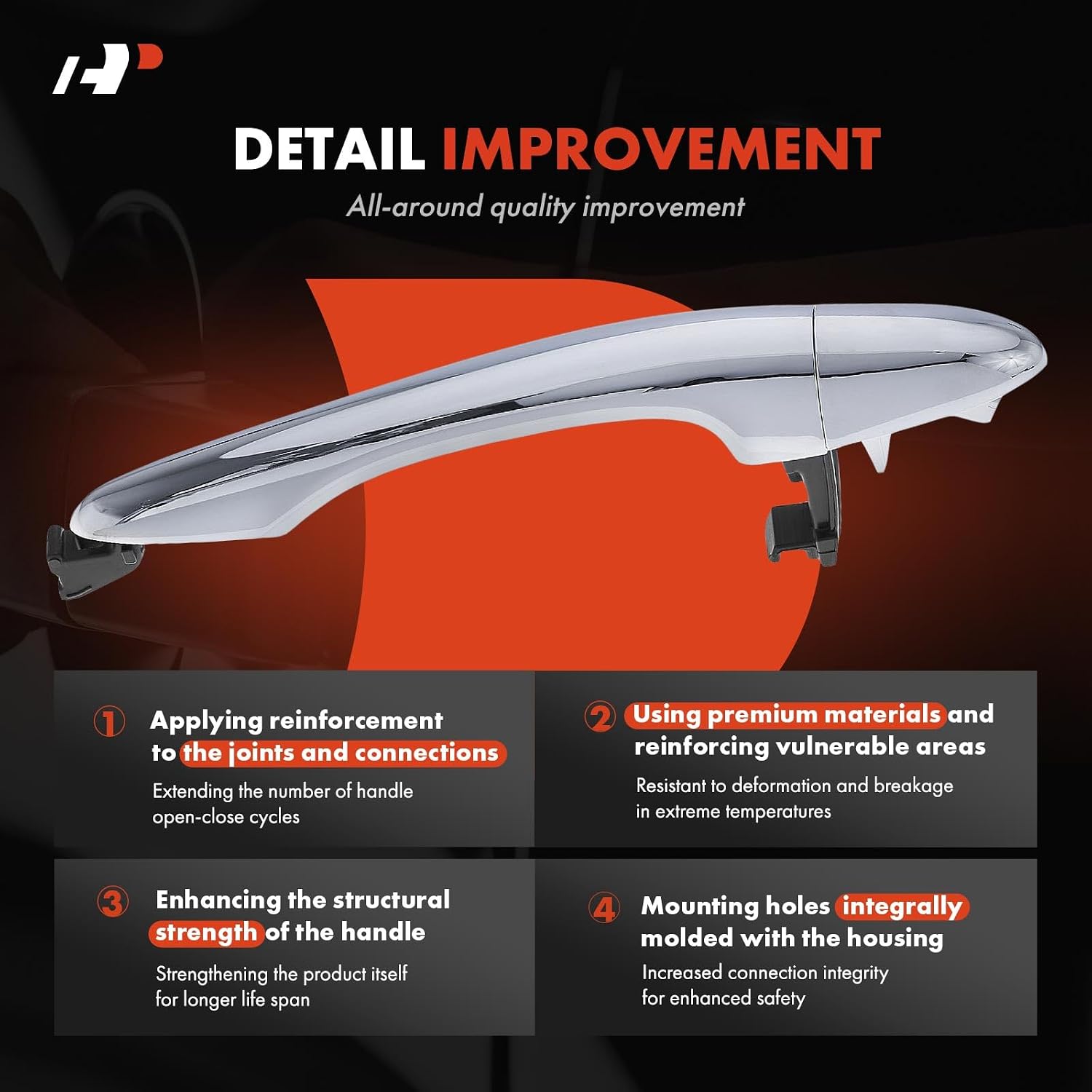 A-Premium Rear Left Driver Side Exterior Door Handle Compatible with Kia Sportage 2011-2016, Chrome, Replace# 82651-3W010-RL, 82652-3W030