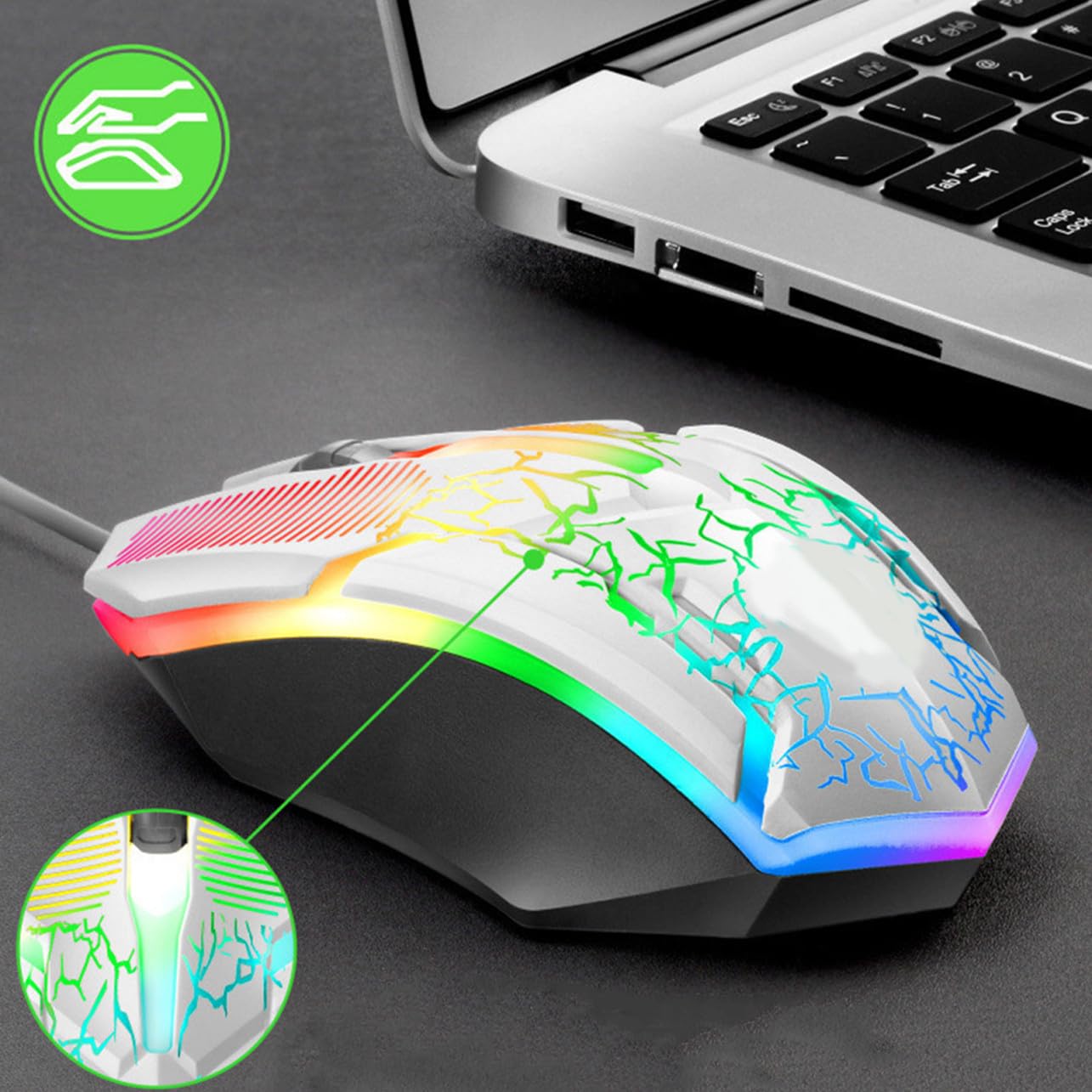 Angoily Teclado Mecánico Retroiluminado con Cable Ratón USB Ergonómico Teclas para Juegos Calidad