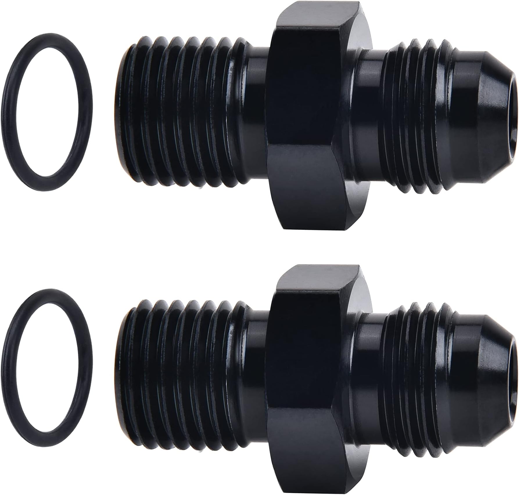 EVIL ENERGY 6AN Male Flare to M14 x 1.5mm Male Metric Fitting Adapter Aluminium Alloy 2PCS