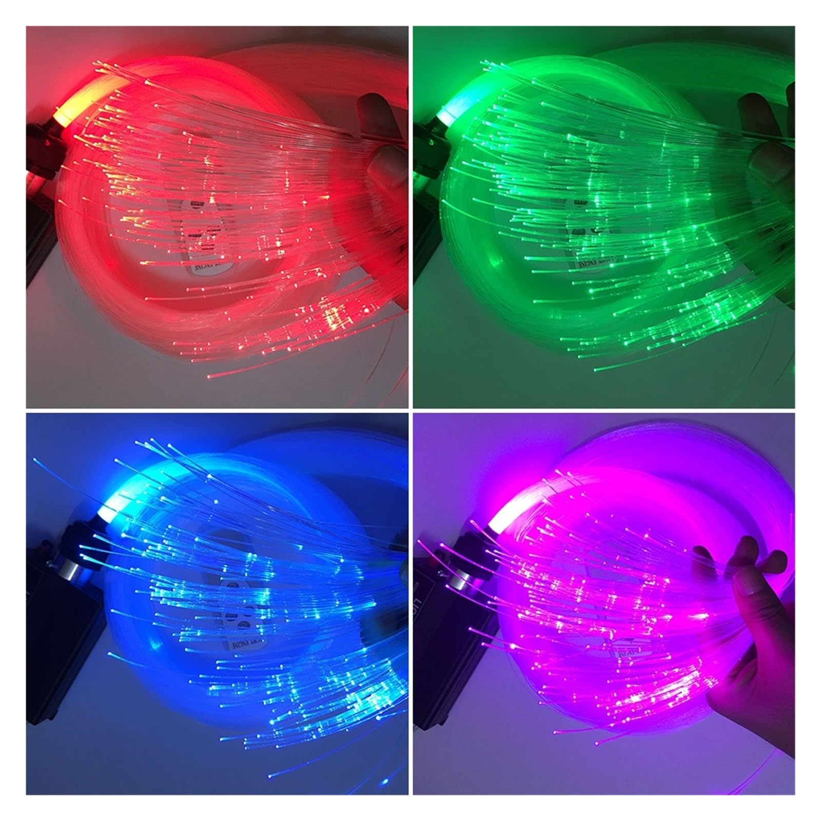 Oświetlenie wnętrza samochodu LED, 16W RGBW 16 zmiana koloru LED światła optyczne gwiazda zestaw sufitowy, światło 200 sztuk 0.75mm 2M koniec blasku światłowód oświetlenie silnika Światła nastrojowe w