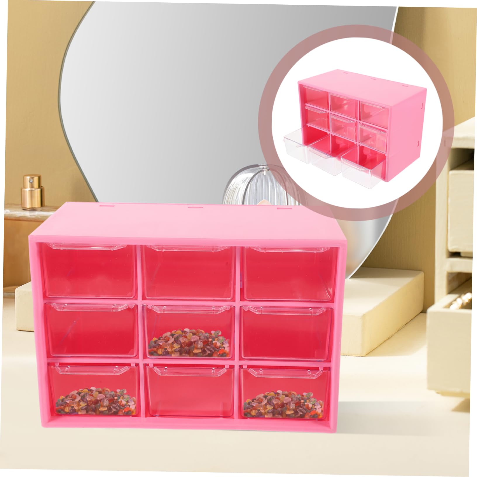 HOMSFOU 4pezzi Cassettiera Di Plastica Trasparente Per Organizzare Piccoli Oggetti Come Orecchini Perline Bottoni e Altro Per Scrivania Spazio Di Archiviazione