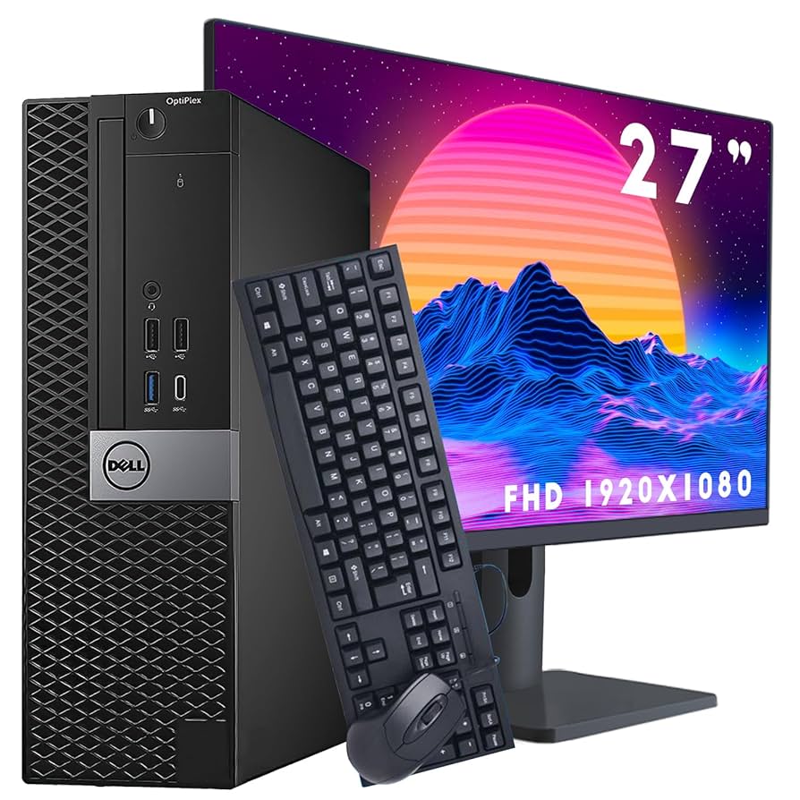 Dell OptiPlex SFF Desktop Computer PC with New 27 Inch FHD