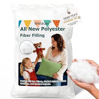 Welacer 2lbs/32oz Polyfill Stuffing, Polyester Pillow Stuffing Machine Washable, Premium White Fiberfill Soft and Comfortable for Crochet Animals, Pet Beds, Cloud Ceiling Projects