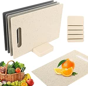 6 Stuks Kunststof Snijplankjes Antislip, 29 X 19 Cm Vaatwasmachinebestendig Bpa-Vrij, Antibacterieel Snijplankenset, Ontbijtplankjes Kunststof Voor Vis, Groenten, Fruit, Vlees, Brood