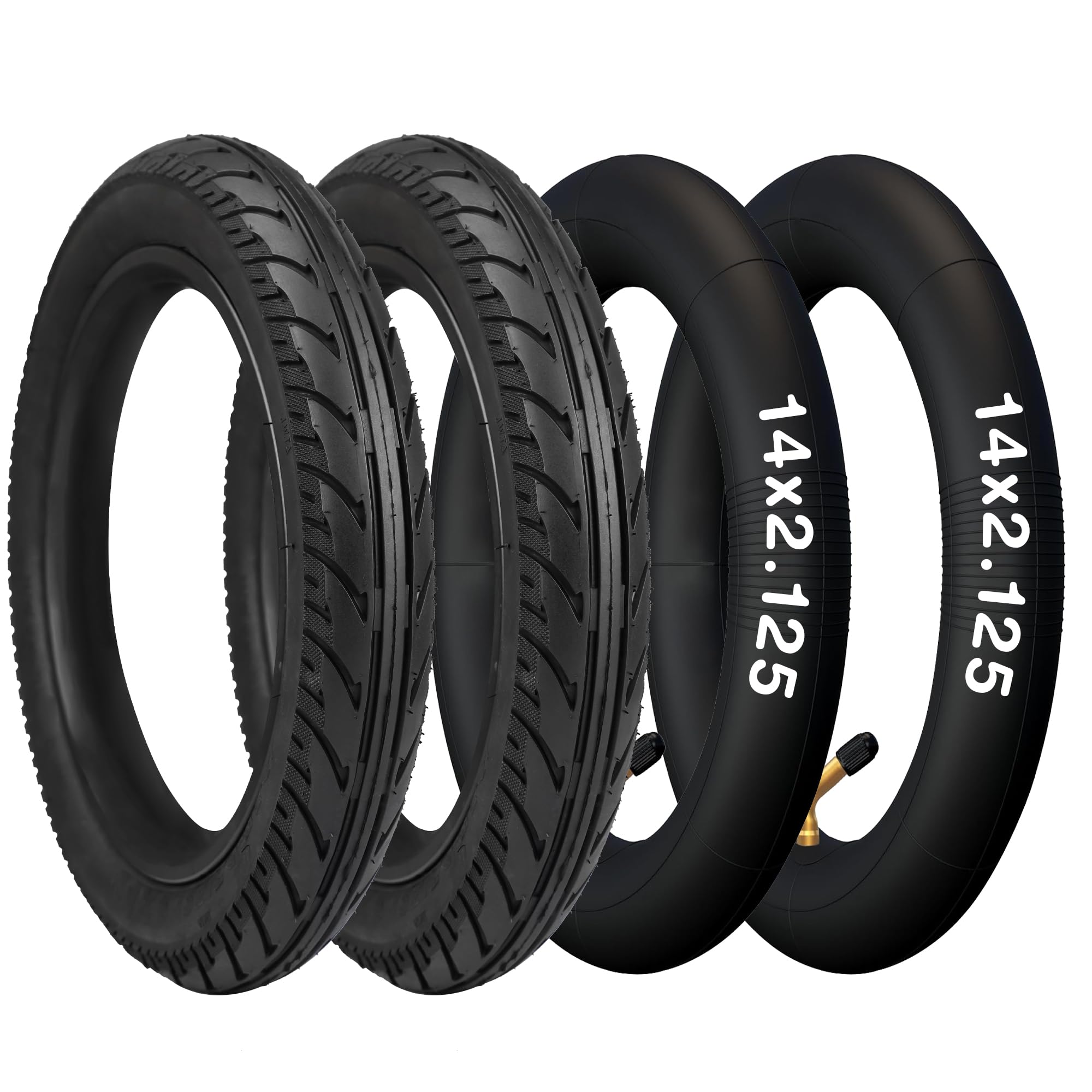 MAKELEN 2 Pack E-Bike Tire Kids Bike Tire 14x2.125 with 2 Tubes Flat Thread Compatible Replacement Bicycle Tire for Electrc Bicycle