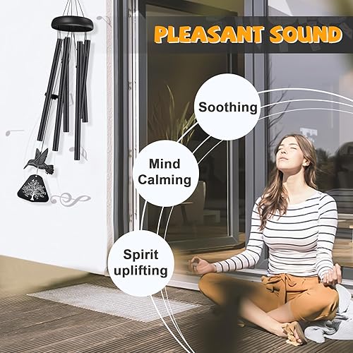 Vista 31 de Campanillas de viento de condolencias con hilandero de viento de colibrí, campanillas de viento conmemorativas para la pérdida de un ser querido