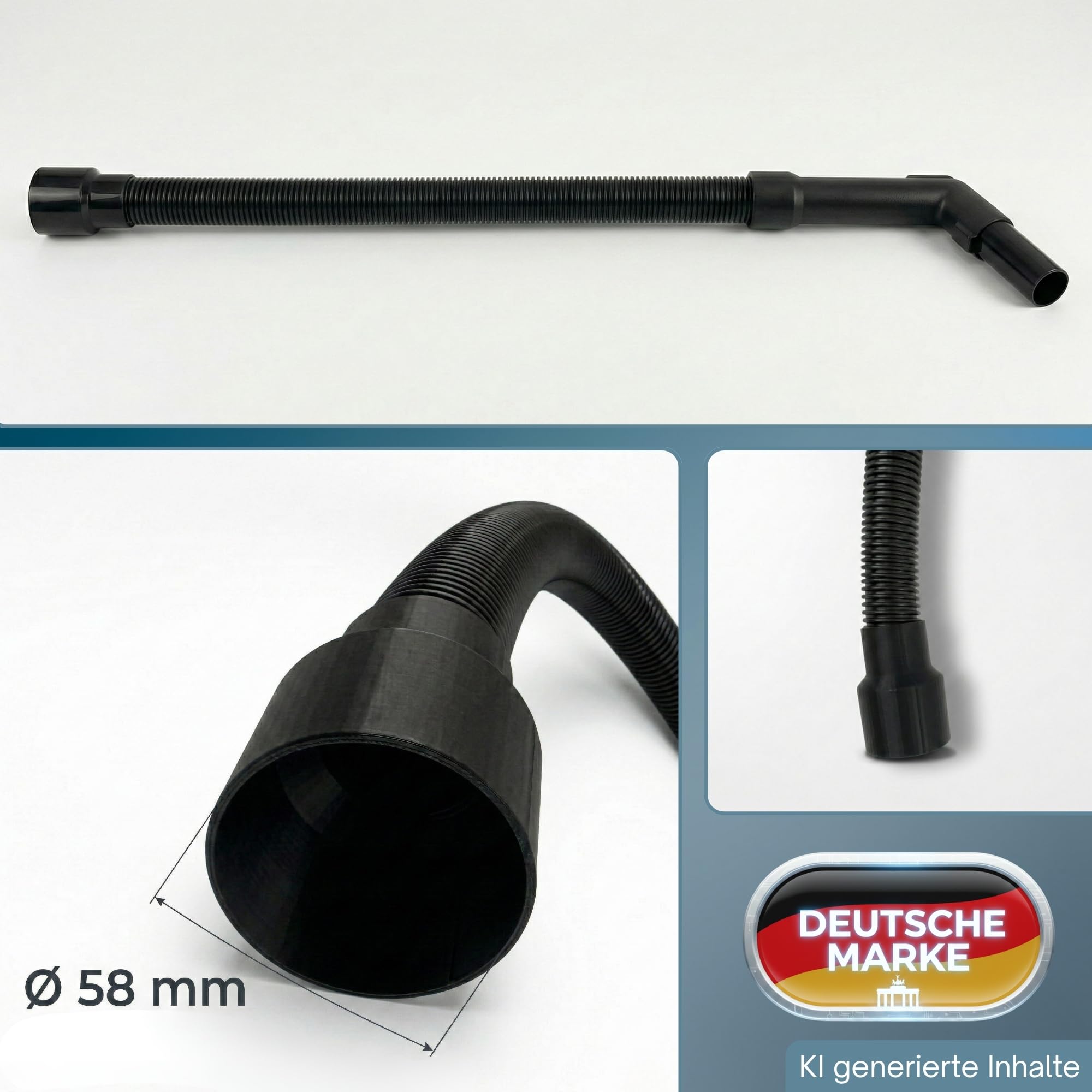 2,5m Staubsaugerschlauch mit 58 mm Anschluss und 35 mm Griff passend für Berner BWDVC 26, BWDVC 28L 58mm