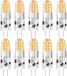 DiCUNO G4 LED Bulb, 2W (20W Halogen Replacement), 3000K Warm White, 12V AC/DC JC Type Bi-Pin Base Light Bulbs for Under Cabinet, Puck Light, Landscape Lighting, 200 Lumen Non-Dimmable, Pack of 10
