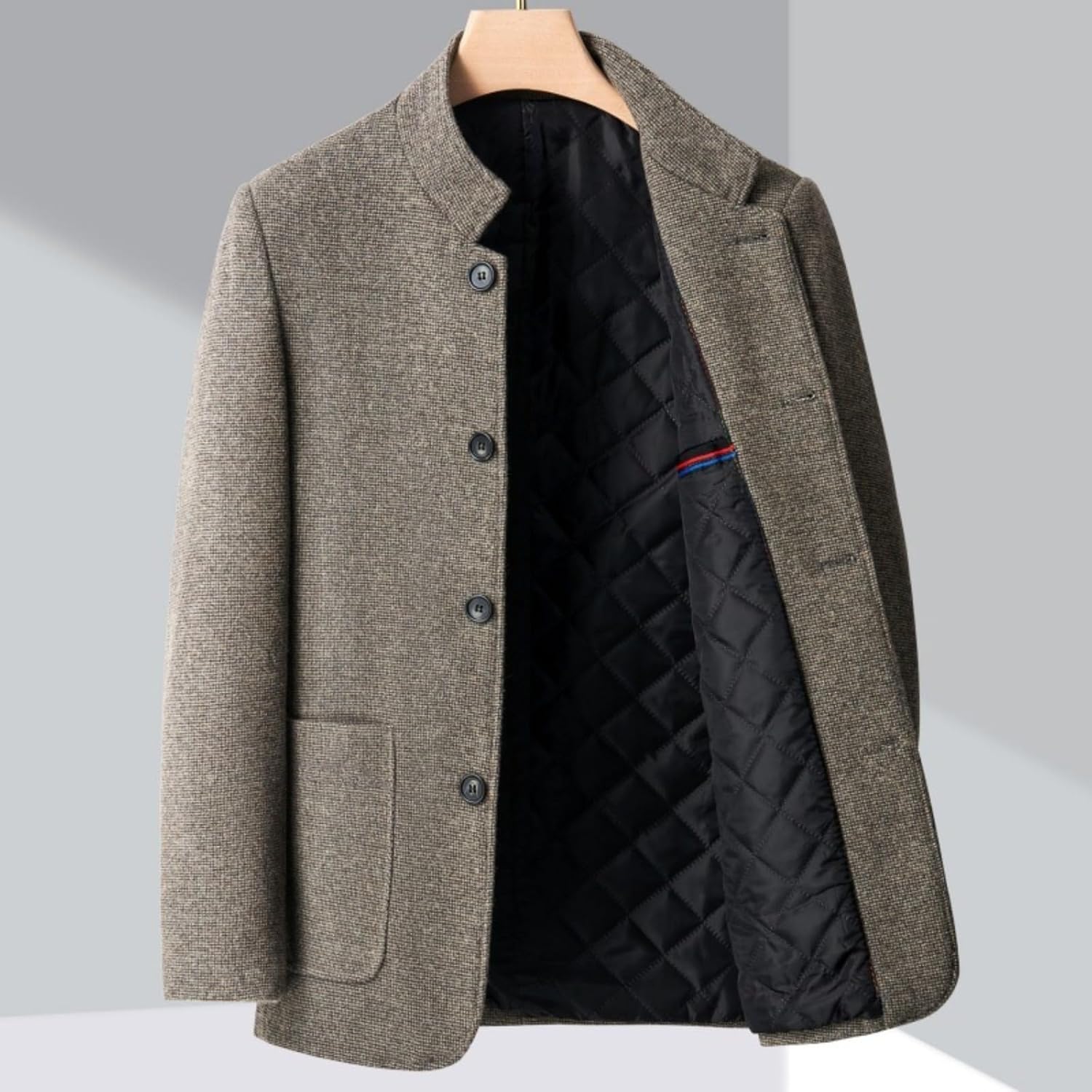 Wool Coat Men Autumn And Winter Middle-aged Men's Woolen Jacket Stand-up Collar Thick Top
