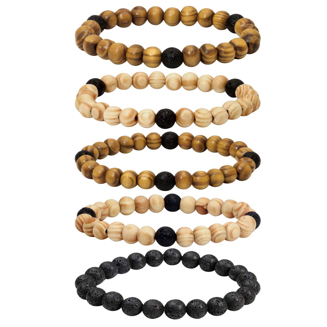Manfnee Wood Beads Bracelet for Men Women Lava Stone Essential Oil Diffuser Bracelet