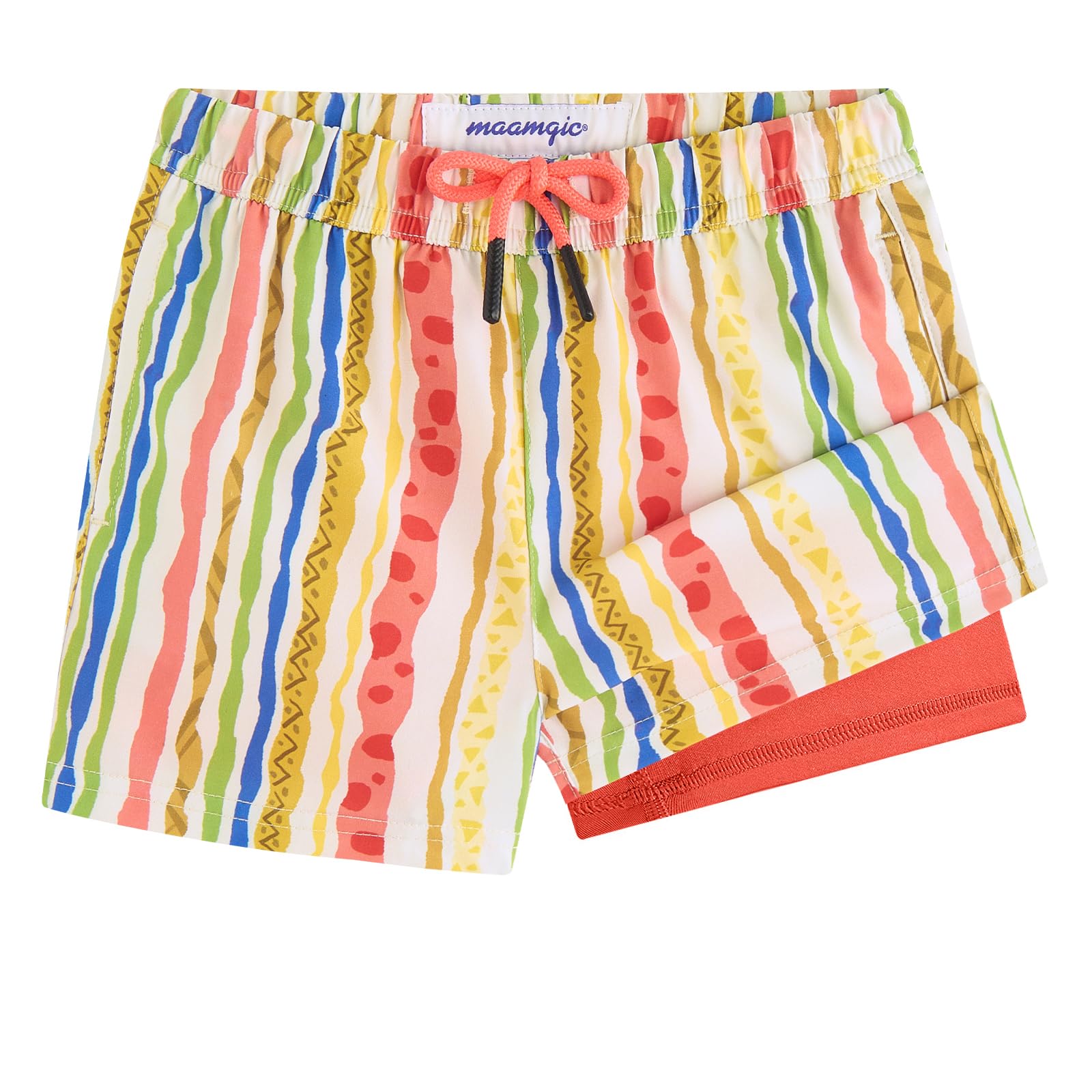 MaaMgic Badehose Jungen Badeshorts Kinder | Schnelltrocknend Schwimmhose Kurz Swim Shorts für Kleine | 2 in 1 Boardshorts mit Kompression Innenhose Taschen Verstellbare Tunnelzug MEHRWEG