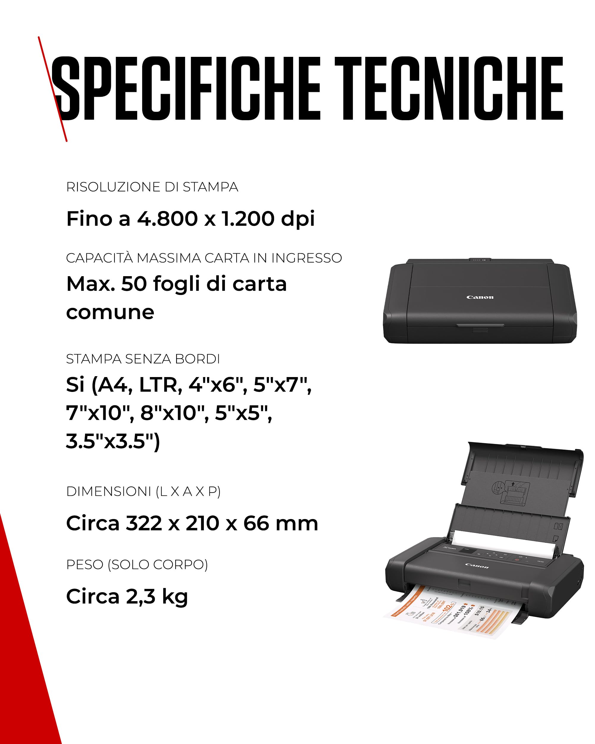 Canon PIXMA TR150 con batteria, Nero