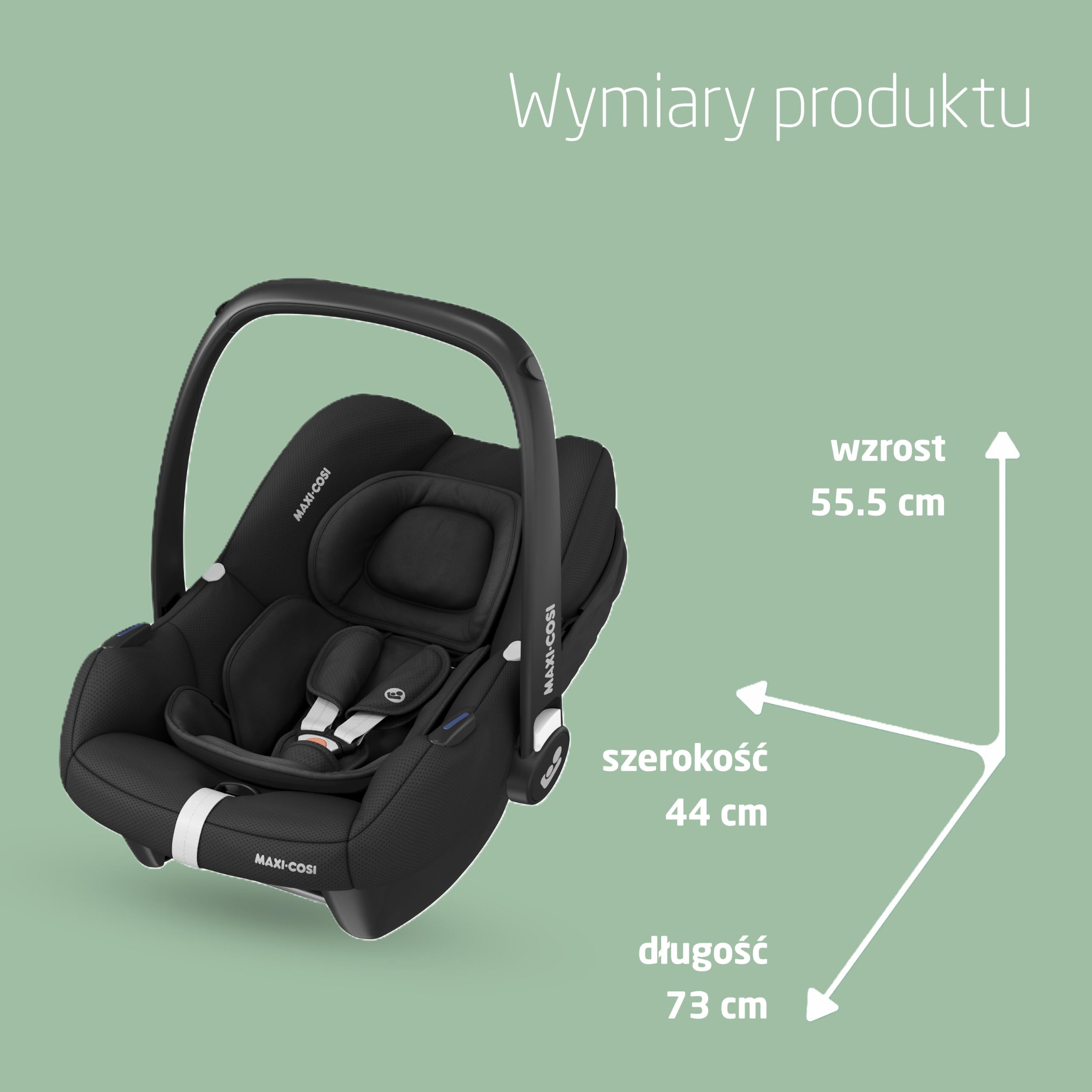 Maxi-Cosi CabrioFix i-Size, fotelik samochodowy dla niemowlaka, 0–12 mies., do 12 kg, lekki i miękki fotelik dla noworodka (3,2 kg), duży daszek, do większości wózków Maxi-Cosi, Essential Black