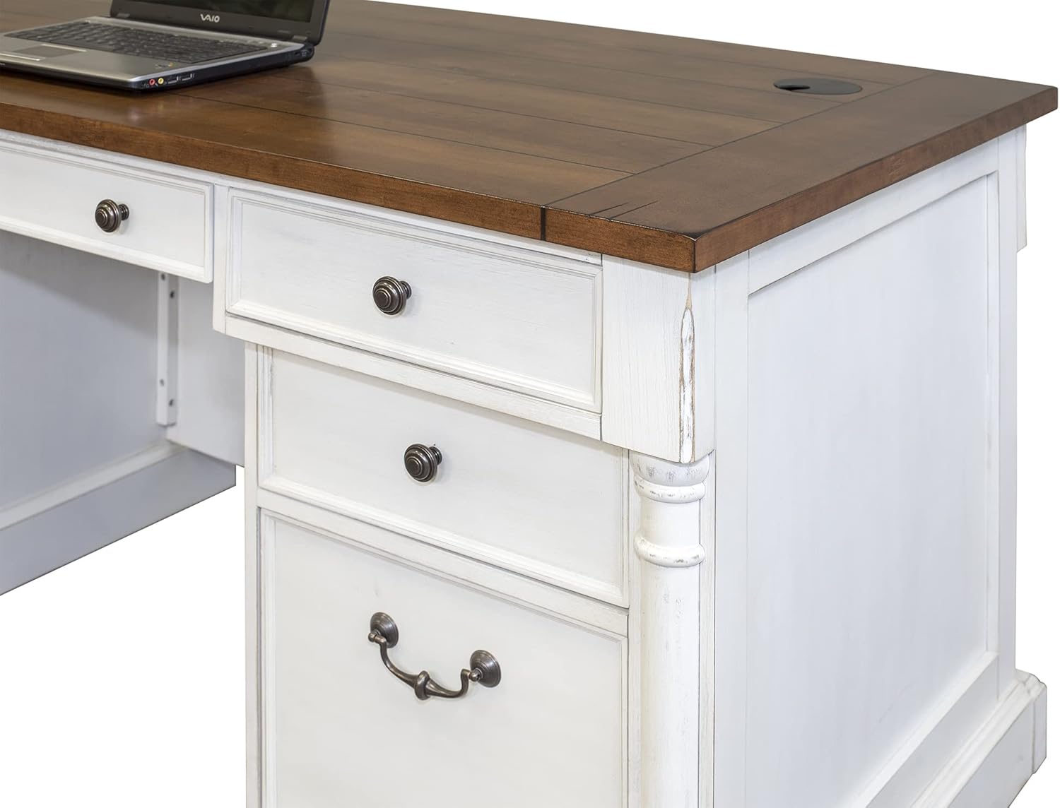 Martin Furniture Rustic Wood Credenza, Office Desk, Writing Table, White
