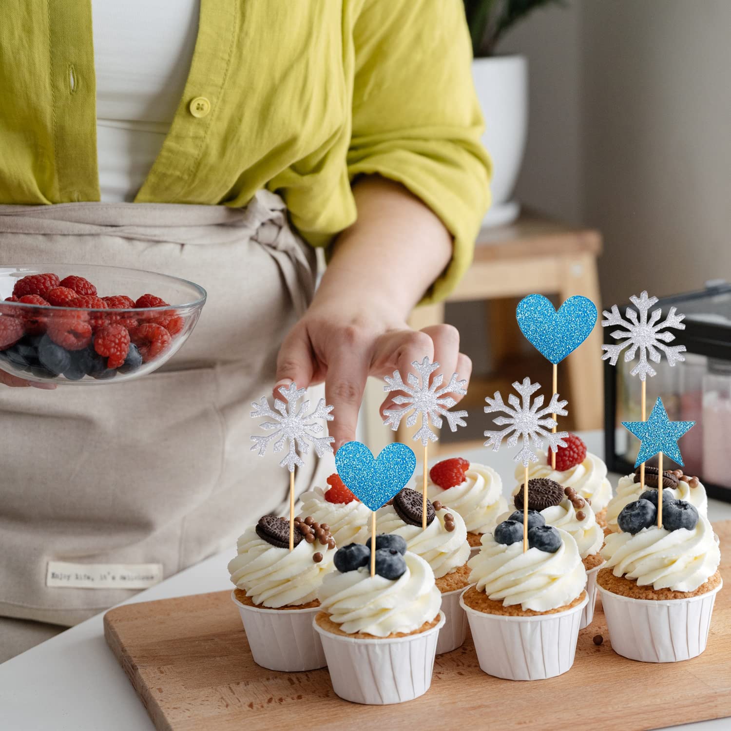 Kawailay 31 Pièces Tops De Gâteau Congelé Tops Gâteau D'anniversaire Glitter Castle Princesse Prince Gâteau Tops Flocon De Neige Coeur étoile Enfant