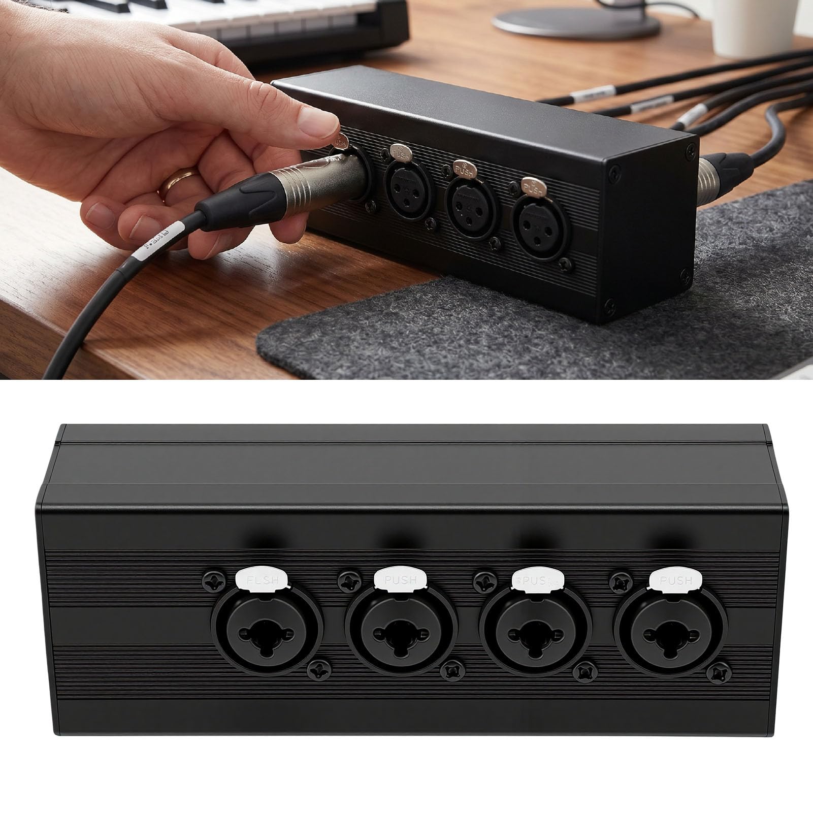 Cryfokt XLR Splitter Box 4 Way Durable Converter for Mixing Consoles and