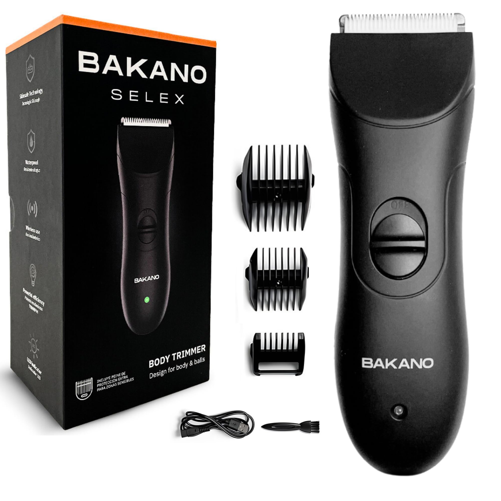 BAKANO SELEX ORIGINAL - Afeitadora Corporal Masculina.Depiladora Corporal Hombre con Tecnología SkinSafe e Impermeable. Rasuradora Hombre Ideal para Genitales y Vello Púbico