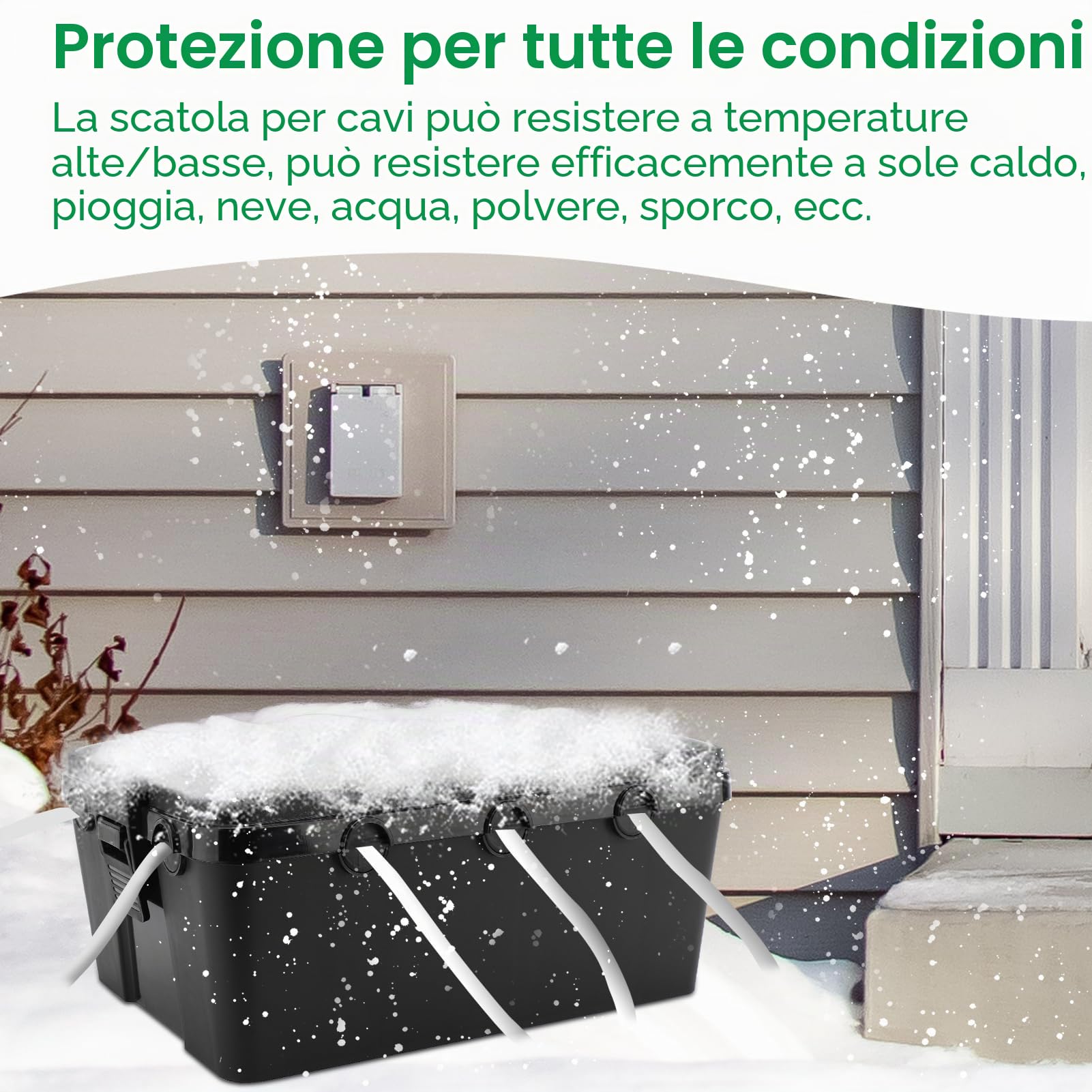 Gugxiom Grande scatola impermeabile per esterni, 32 x 22 x 13 cm, IP54, Outdoor Electric Box, 7 cavi porte, scatola per cavi di prolunga, ciabatta e connettori esterni (nero)