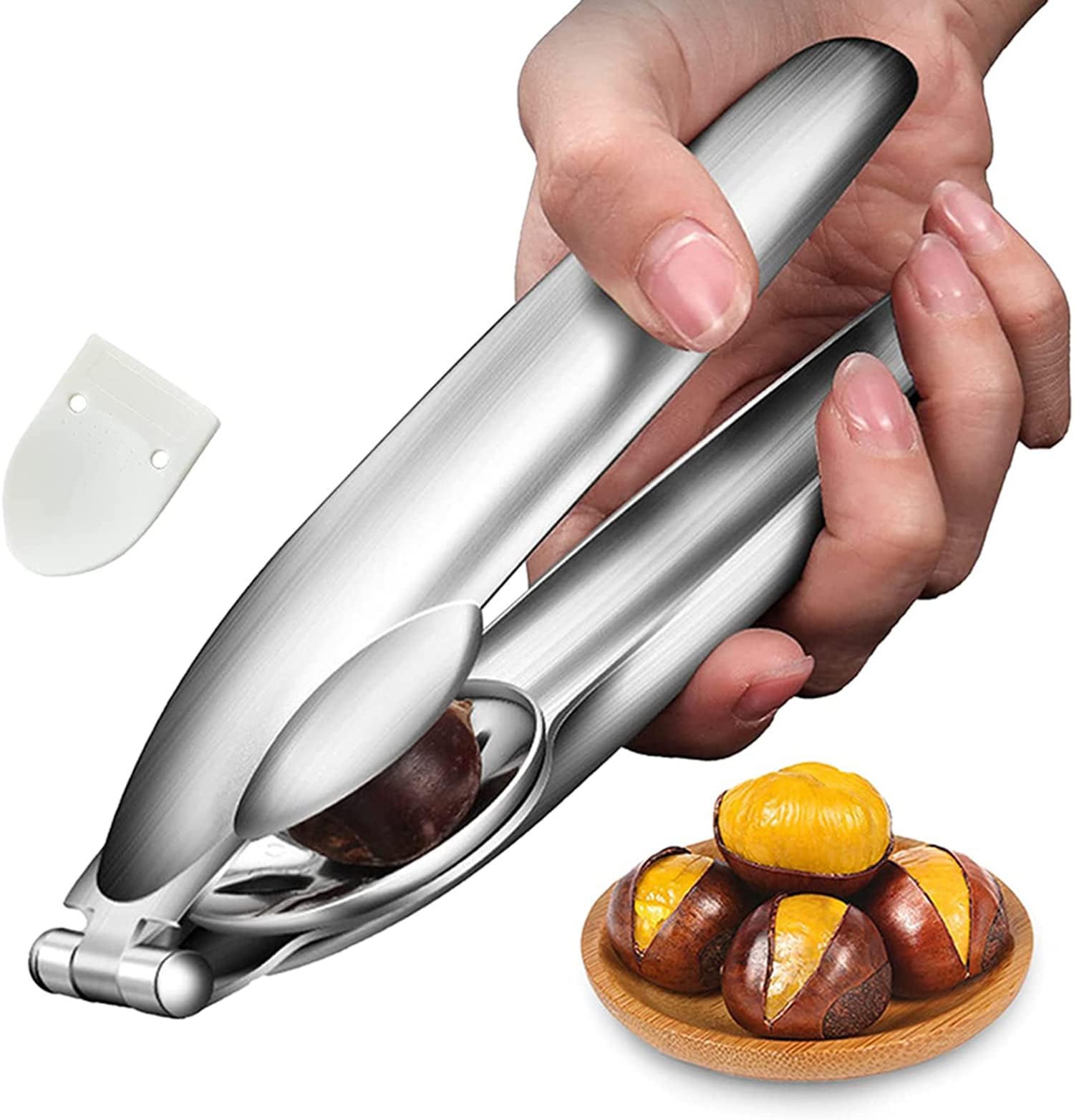 KhaznaStainless Steel Chestnut Cutter, Nut Cracker Sheller Walnut Pliers, Metal Nut Opener Plier, 304 Stainless Steel Kitchen Tools, Nut Walnut,Kitchen Dried Fruit Opener