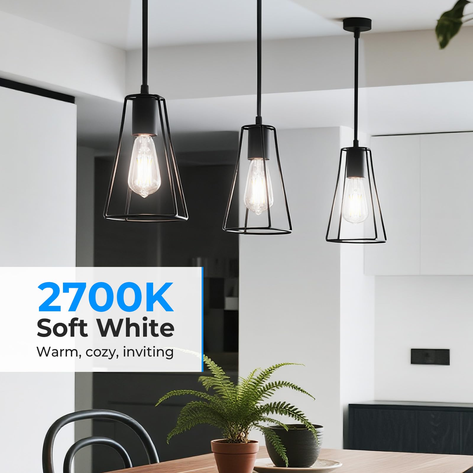GvvooHome Bombillas Edison regulables, 4000 K, luz blanca diurna, 6 W, 60 W, equivalente a LED E26, bombillas vintage ST58, 600 lm, 90+ CRI, base E26, vidrio transparente, paquete de 6