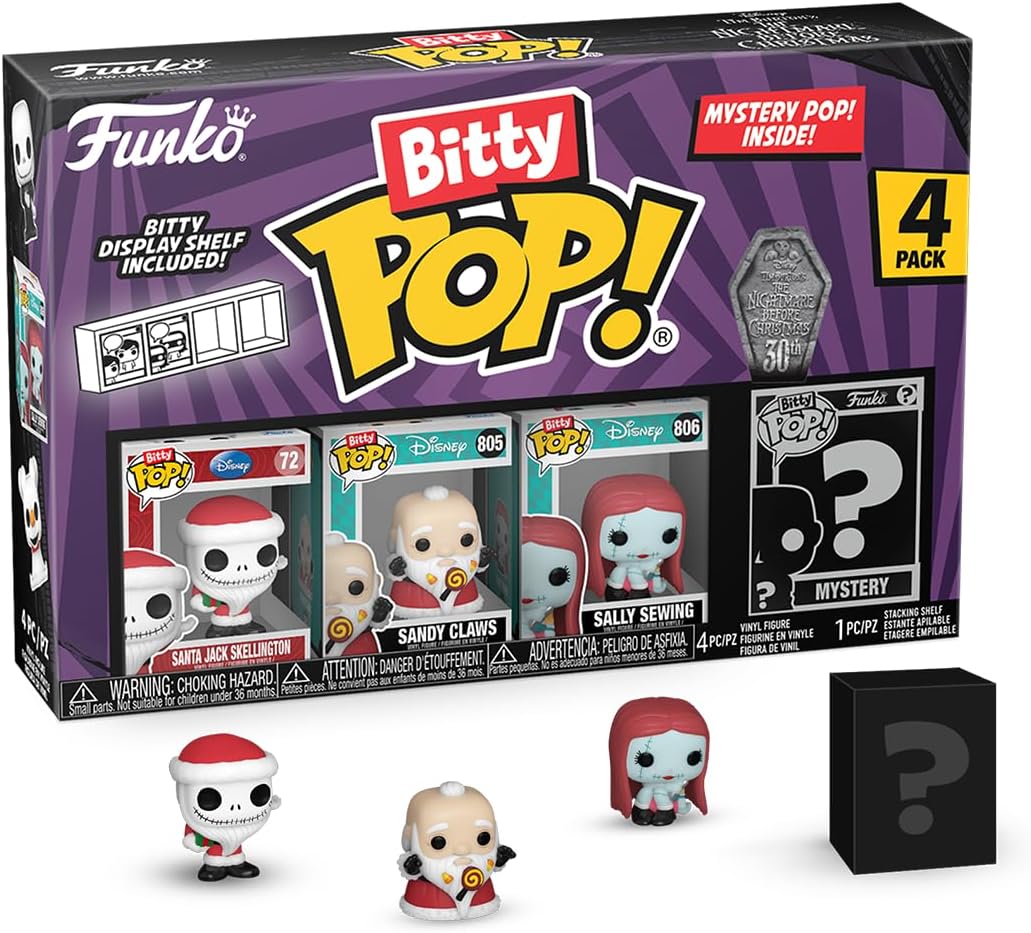 Bitty Pop the Nightmare Before Christmas - Santa Jack, Sandy Claws, Vampire Teddy with Duck and A Surprise Mystery Mini Figure - 0.9 Inch (2.2 Cm) Collectable - Gift Idea