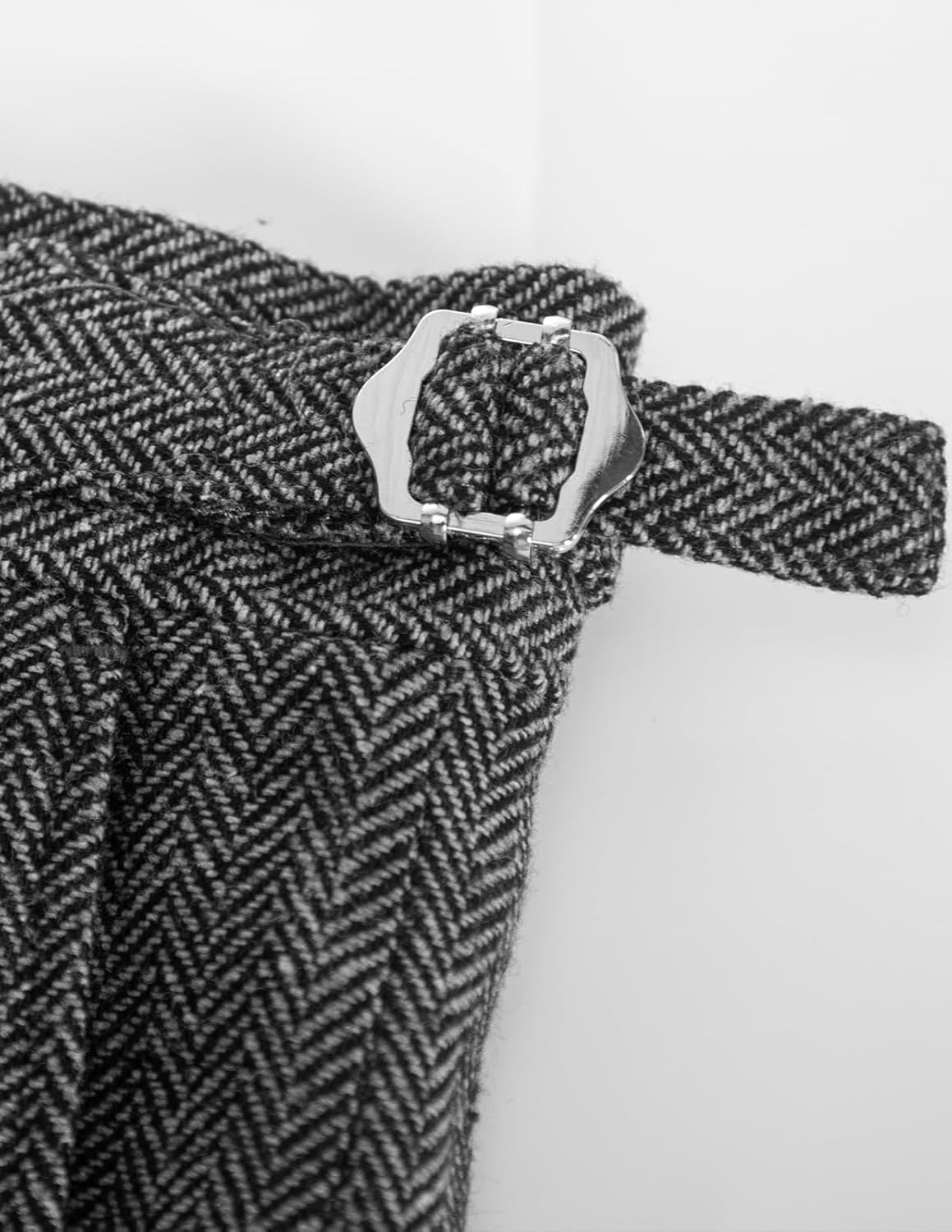 PJ PAUL JONES Mens Tweed Herringbone Pants Winter Warm Business Dress Pants for Wedding Grey - Image 4