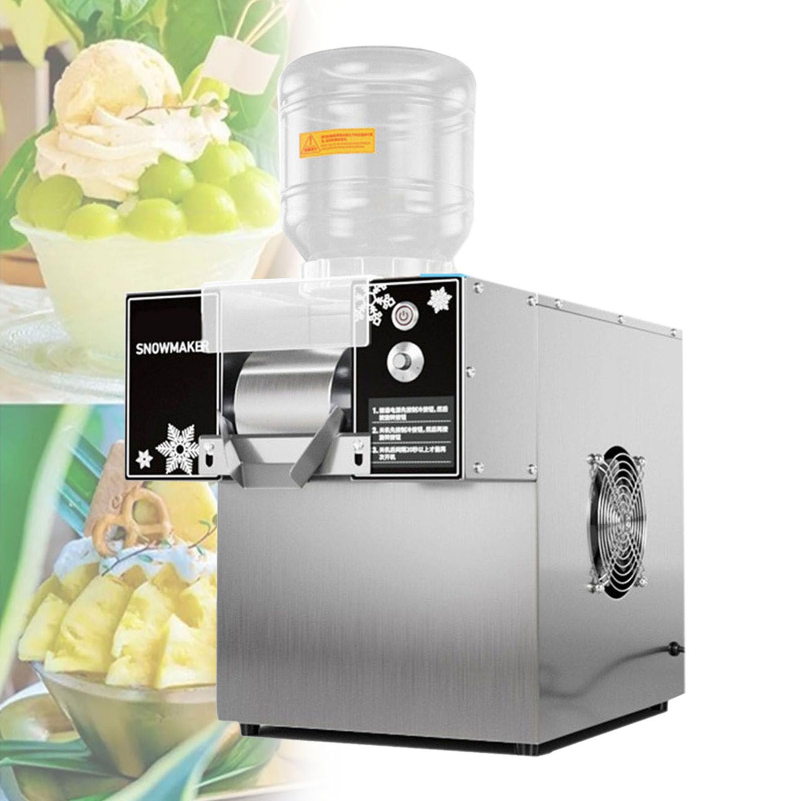 HCZKIUJY Commercial Snowflake Ice Maker, 120KG/24H Stainless Steel Snowflake Ice Shaver, Speed Adjustable, for Restaurants, Bars, Drink Shops, Coffee Shops (60KG/24H)