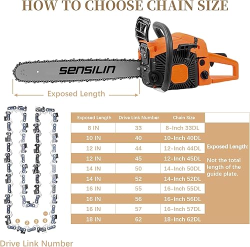 Miniatura 5 de Cadena de motosierra S57 de 16 pulgadas, paso LP de 38 pulgadas, calibre 57 de 0.050 pulgadas para Oregon, Echo 91PX57CQ  91VG57CQ, Shindaiwa, Worx,