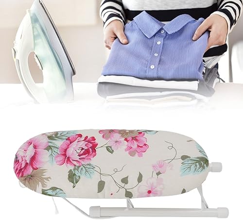 Miniatura 2 de CHICIRIS Tabla de planchar de mesa, mini tabla de planchar portátil, pequeña tabla de planchar plegable para el hogar (flor de peonía)
