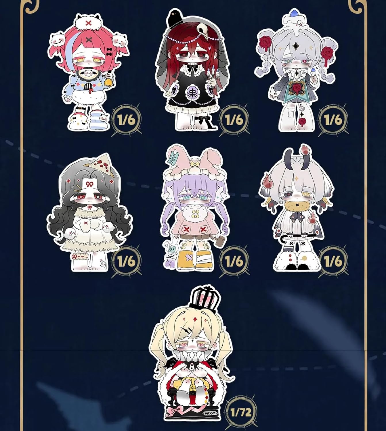 Missy Cute Girl Crow Paradise Series Blind Box Figures 6PCs Figurine Ornament