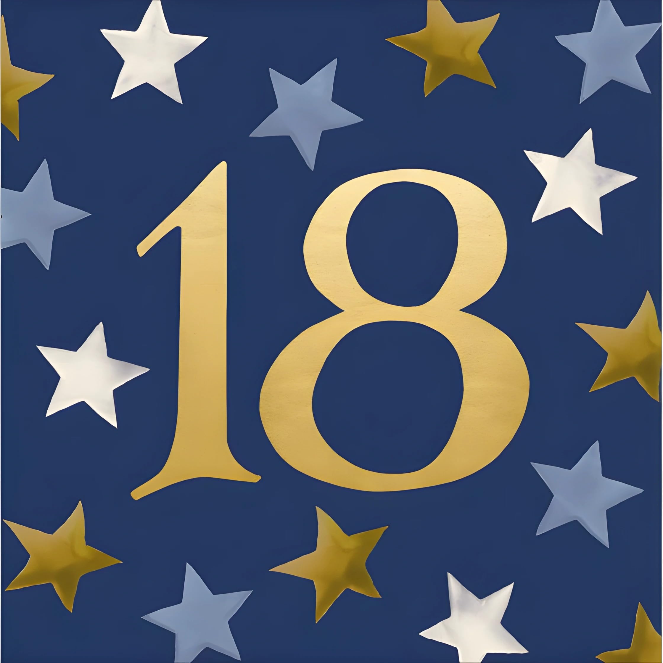 Woodmansterne Male 18th Birthday Card - Happy Birthday Card for Men Age 18 with Emma Bridgewater Contemporary Star Design and an Embossed Foil Finish