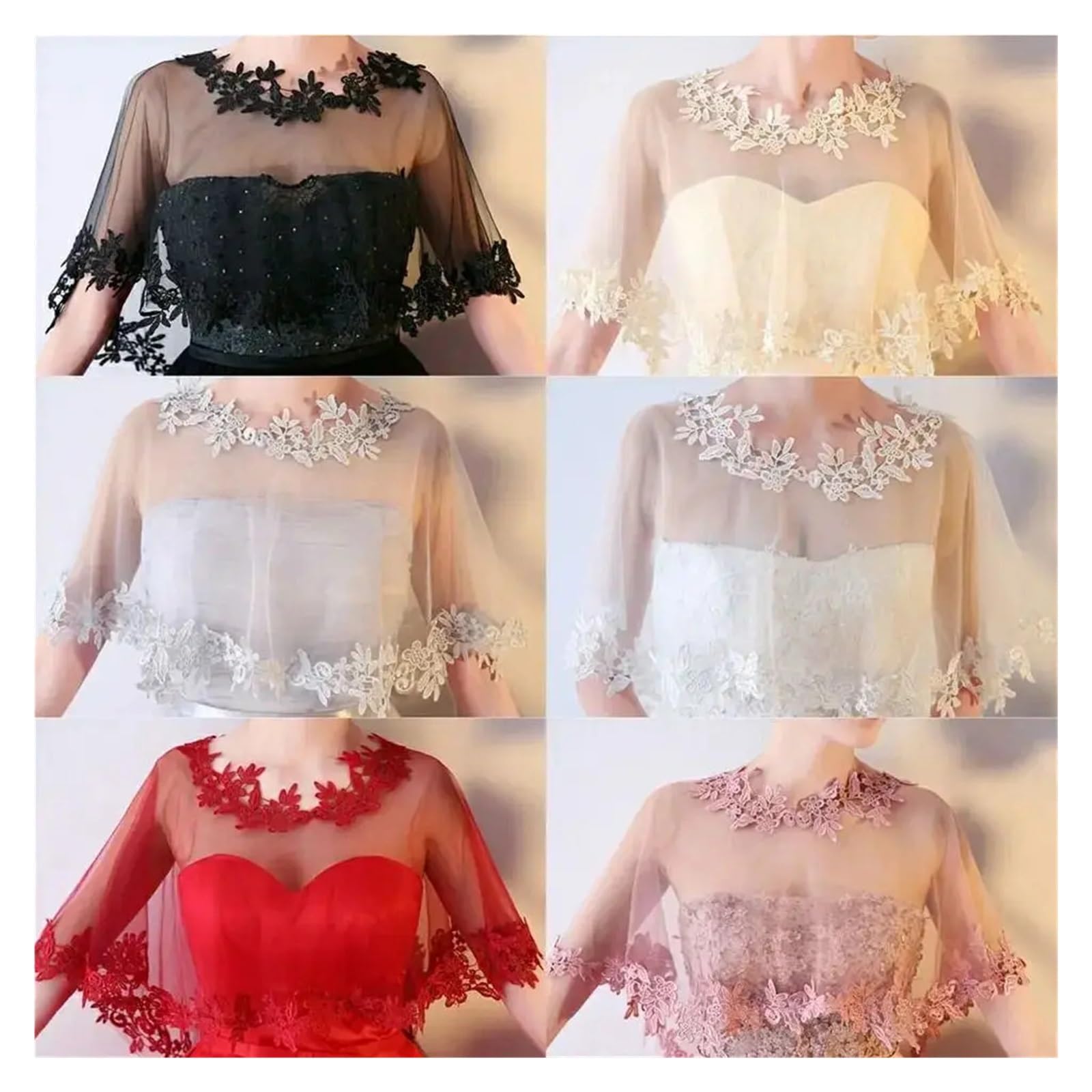 Boda Estola Chal de encaje informal for mujer, for fiesta, novia, boda, vestido noche, estilo capa, chal gasa transparente ligera para novia, cosplay, reunión, cita