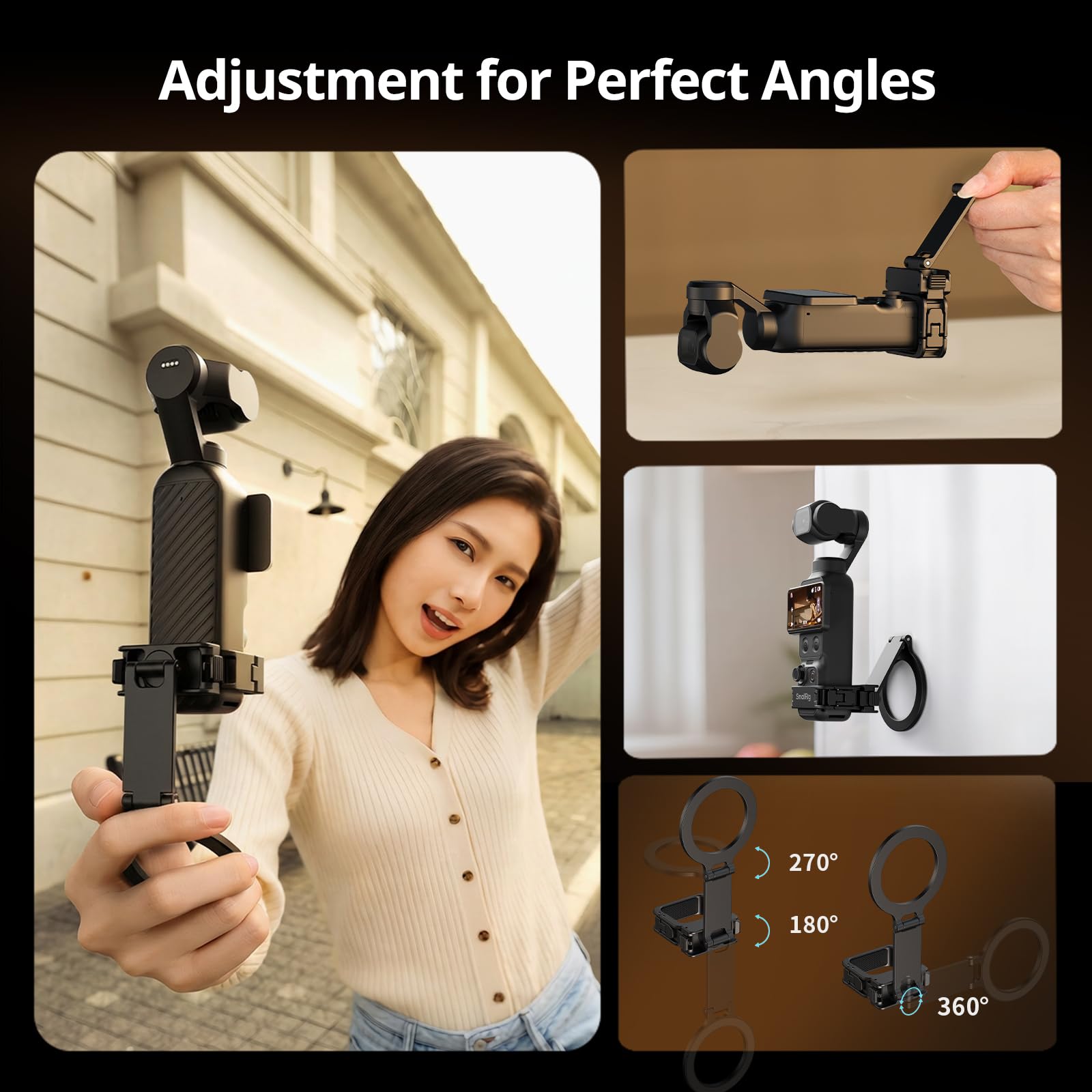 SMALLRIG Gabbia magnetica per DJI Osmo Pocket 4/3, adattatore di espansione in lega di alluminio con interfaccia a sgancio rapido bidirezionale, anello magnetico regolabile per cellulare – 6004