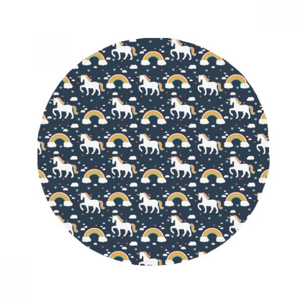 Tapis ronde licornes coloré 50x50cm anti-dérapant pour salle de bain