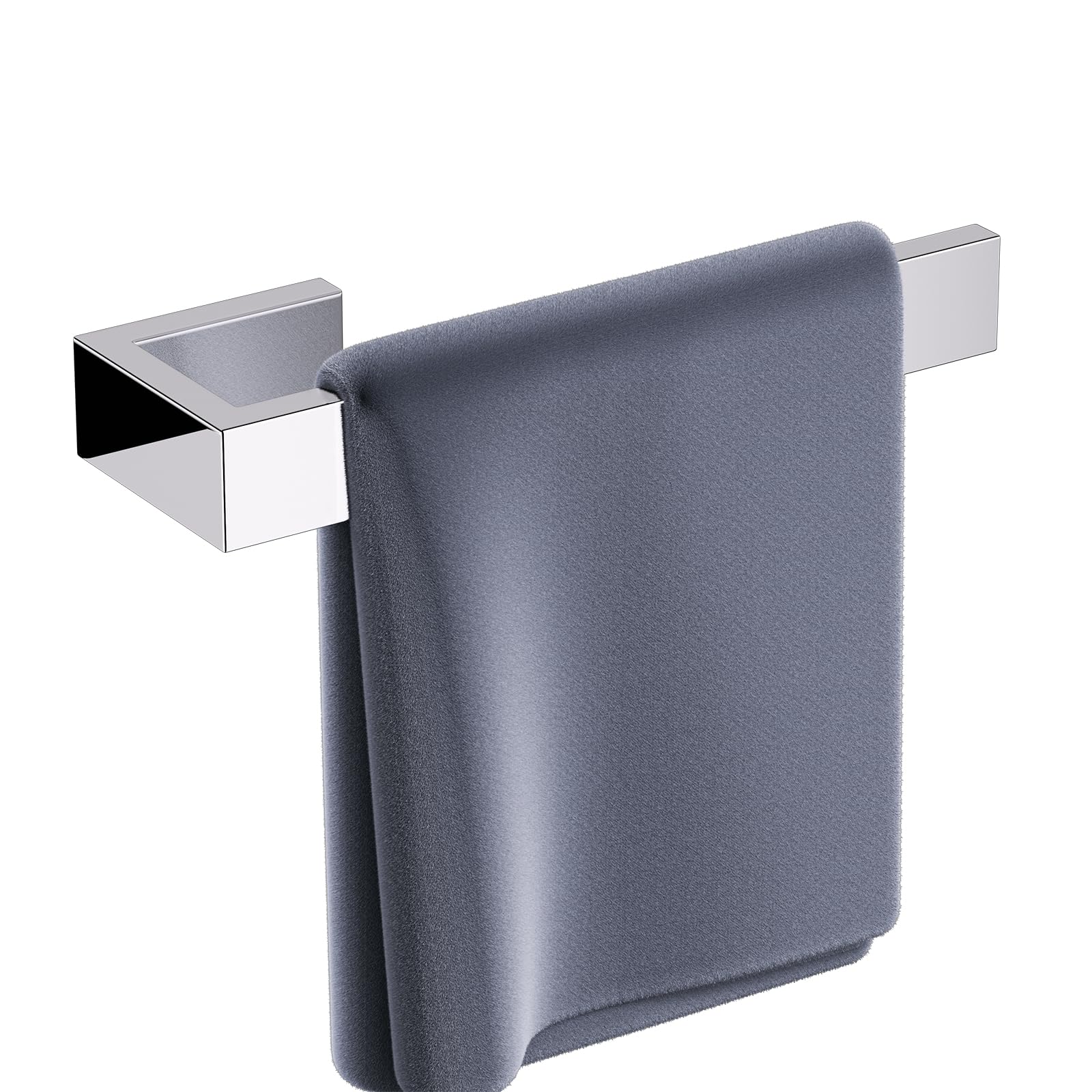 YACVCL Bathroom Hand Towel Holder Chrome, Towel Rail 304 Stainless Steel Bath Accessories Towel Rack, Bathroom Kitchen Square Opening Towel Bar Wall Mounted 21.7cm/8.5in
