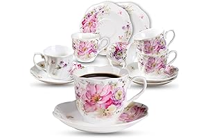 GuangYang Mini Premium Porcelain Espresso Tea Cups and Saucers
